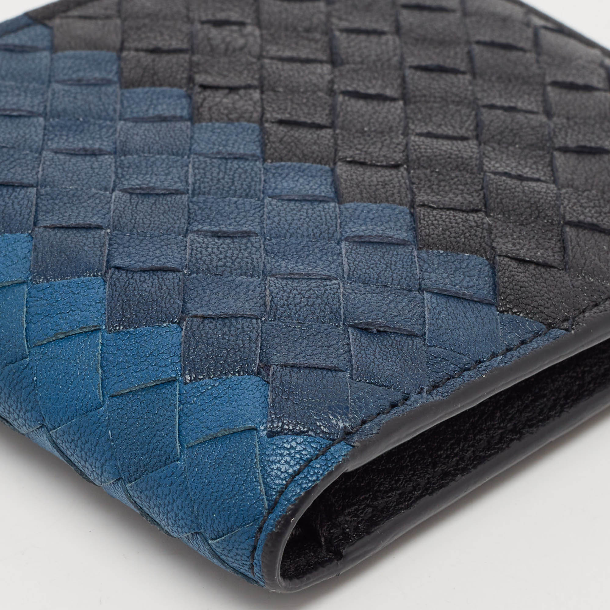Bottega Veneta Blue Intrecciato Leather Bifold Wallet 