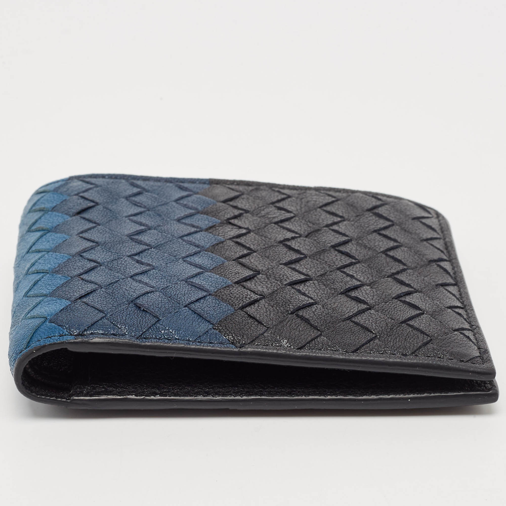 Bottega Veneta Blue Intrecciato Leather Bifold Wallet 