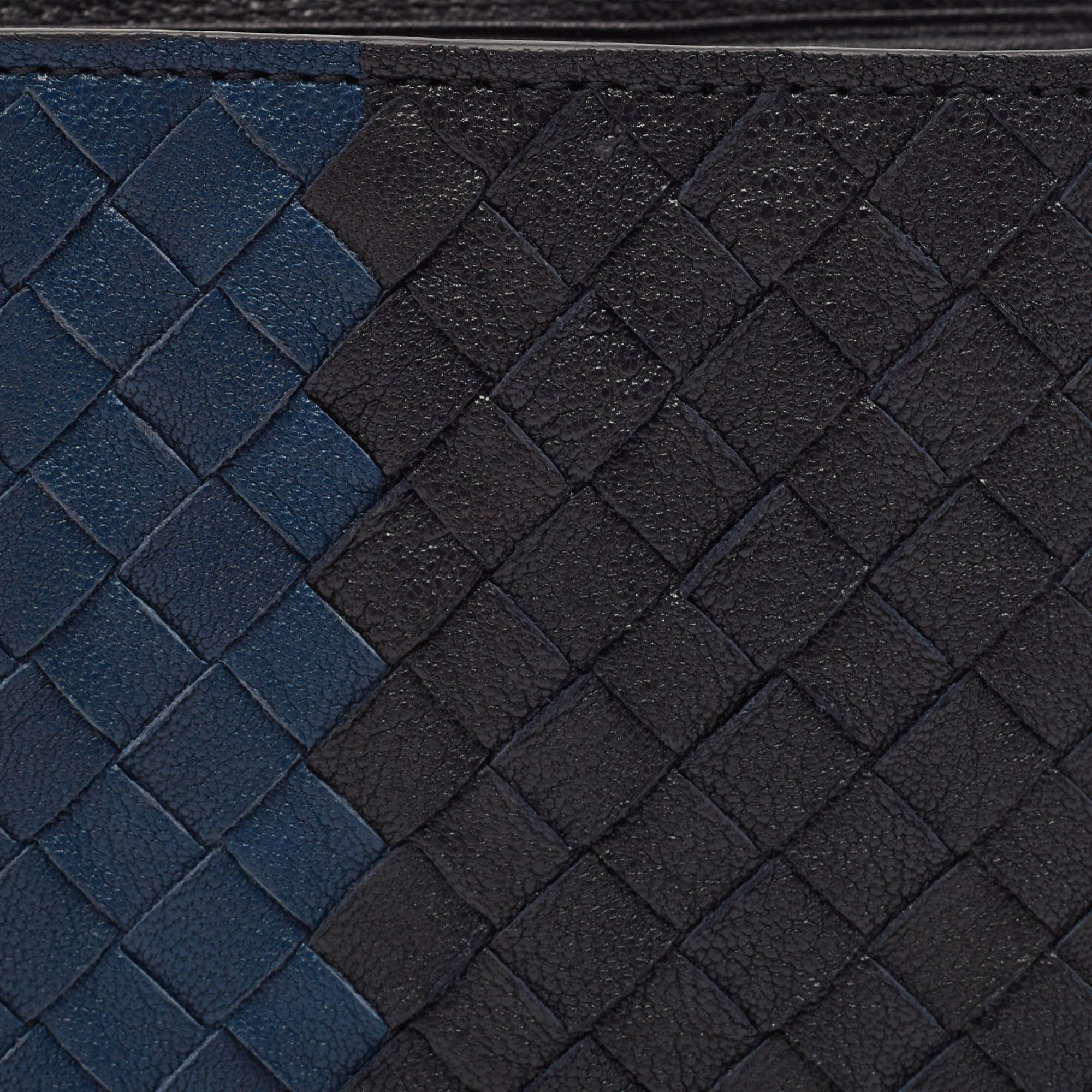 Bottega Veneta Blue Intrecciato Leather Bifold Wallet 