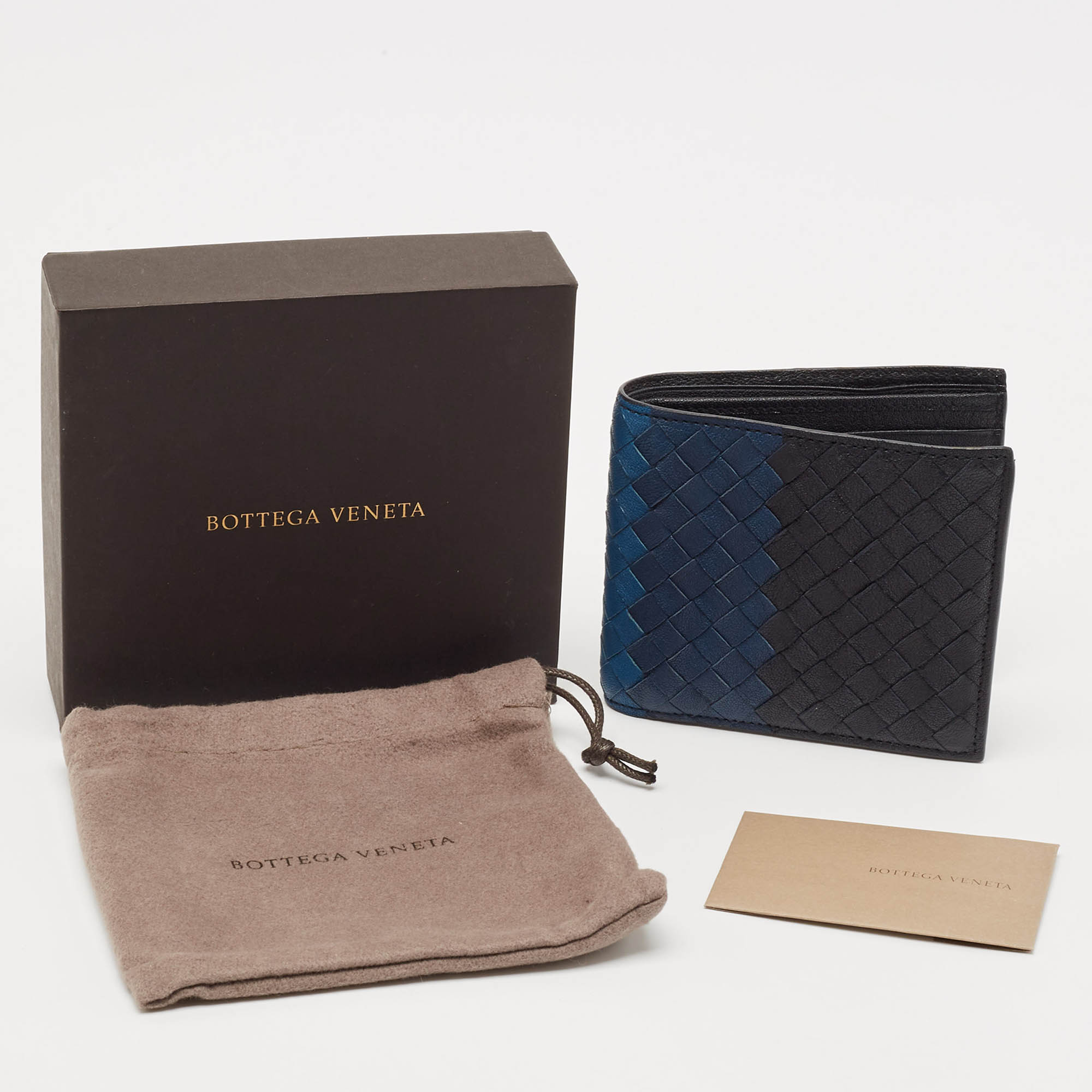 Bottega Veneta Blue Intrecciato Leather Bifold Wallet 