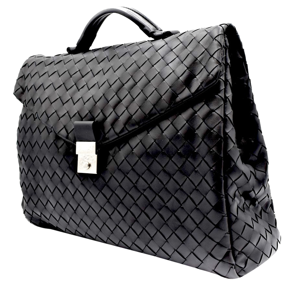 

Bottega Veneta Black Intrecciato Briefcase Bag