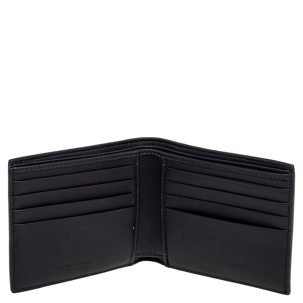 

Bottega Veneta Black/Grey Intrecciato Leather Bifold Compact Wallet