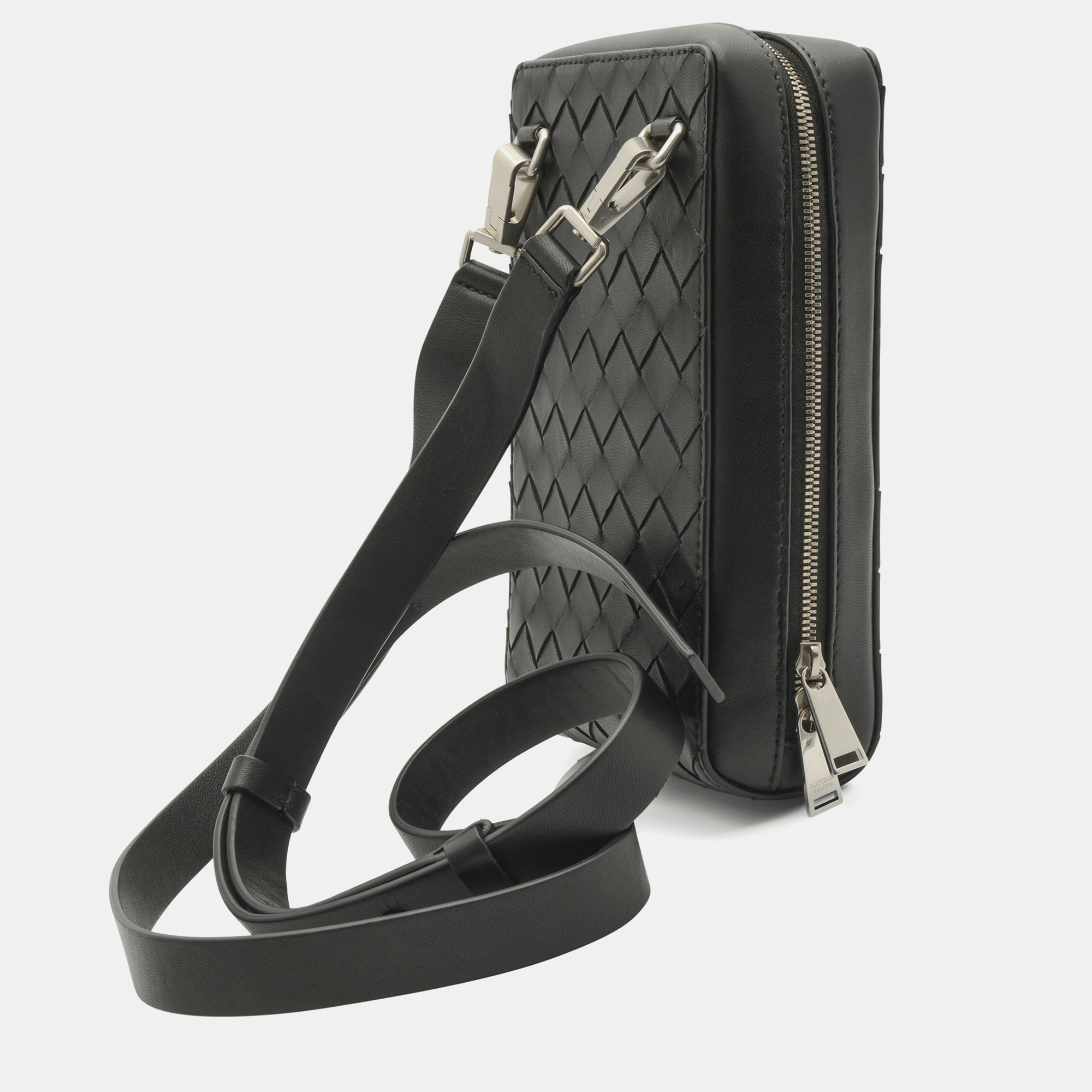 

Bottega Veneta Intrecciato Black Leather Crossbody