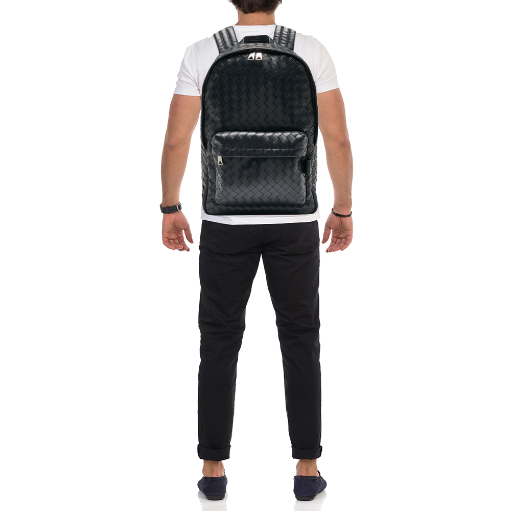 

Bottega Veneta Navy Blue Intrecciato Leather  Archetypal Backpack