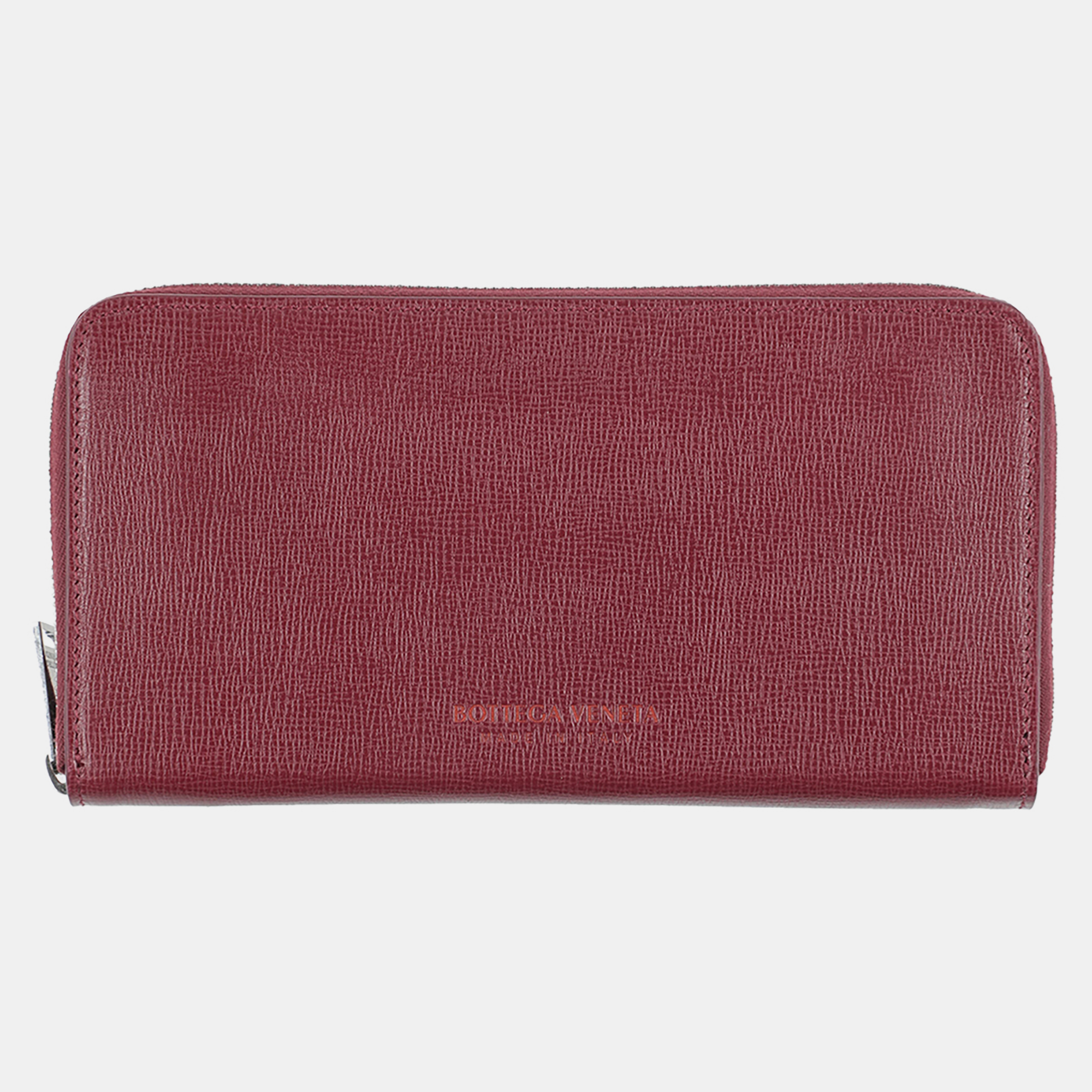 Pre-owned Bottega Veneta Red Leather Zip Around Wallet