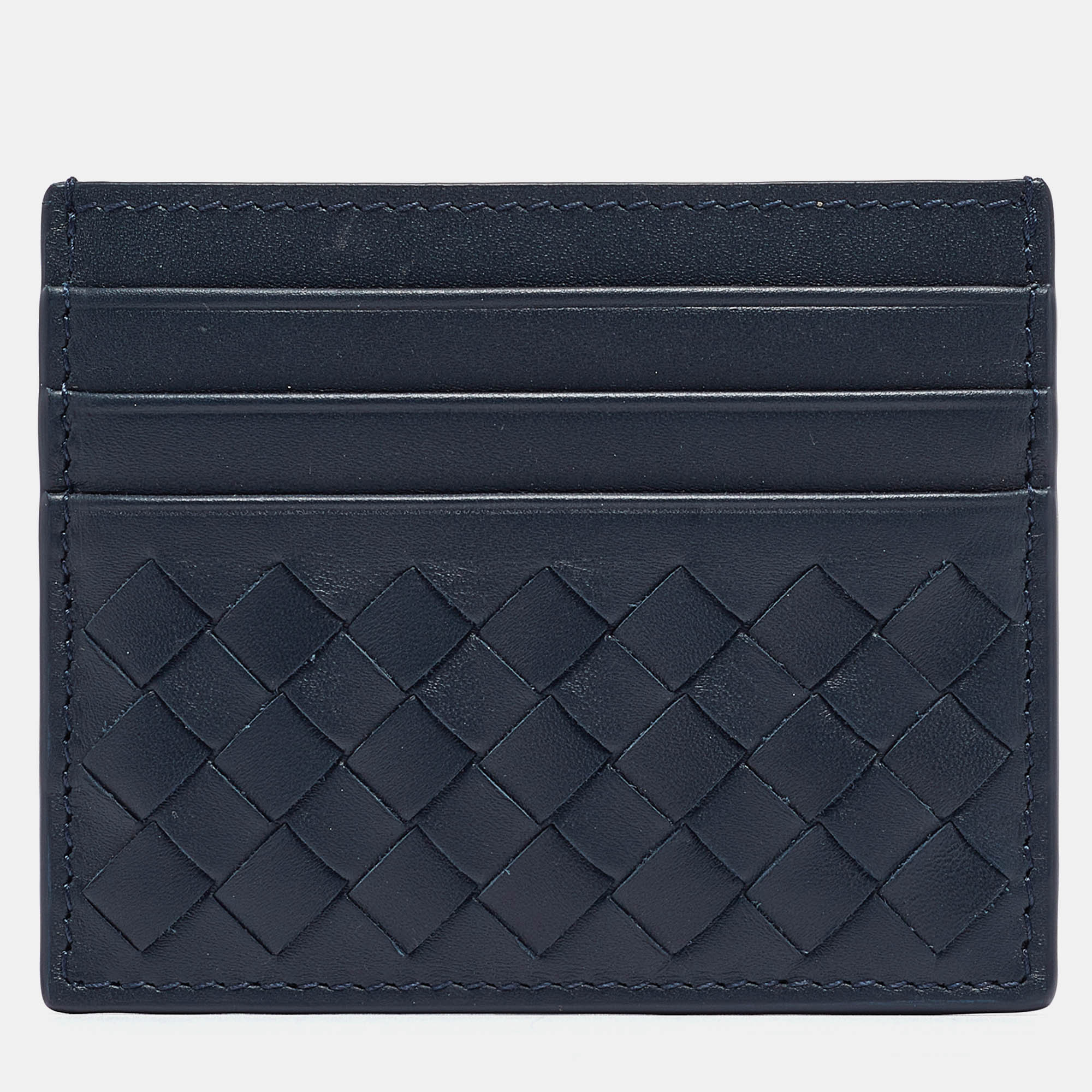 

Bottega Veneta Navy Blue Intrecciato Leather Card Holder
