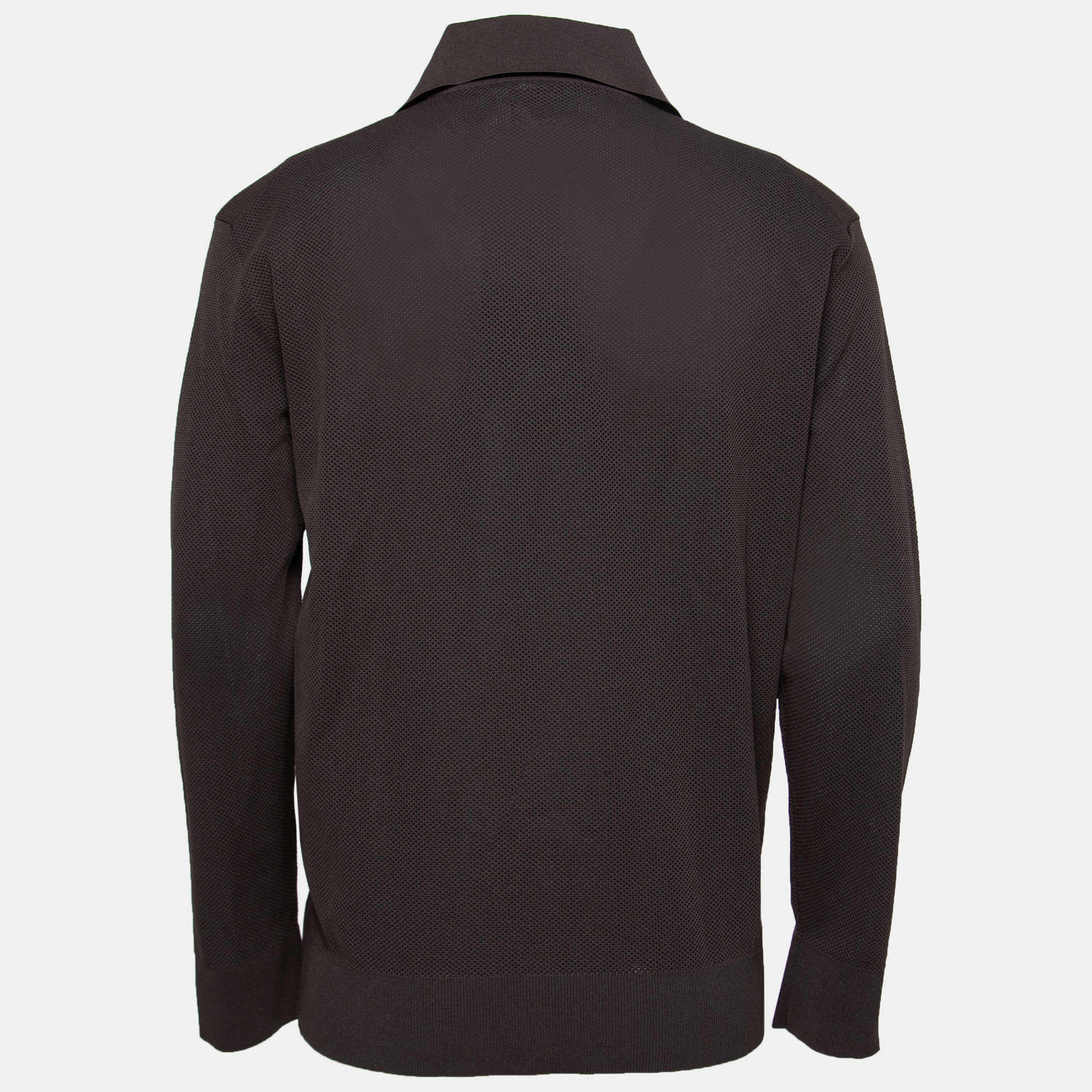 

Bottega Veneta Brown Double Pique Long Sleeve Polo T-Shirt