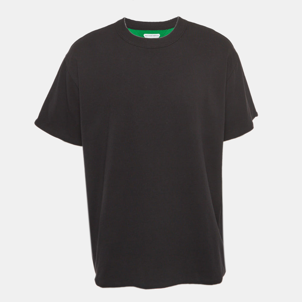 Pre-owned Bottega Veneta Black Double-layered Cotton Jersey T-shirt M