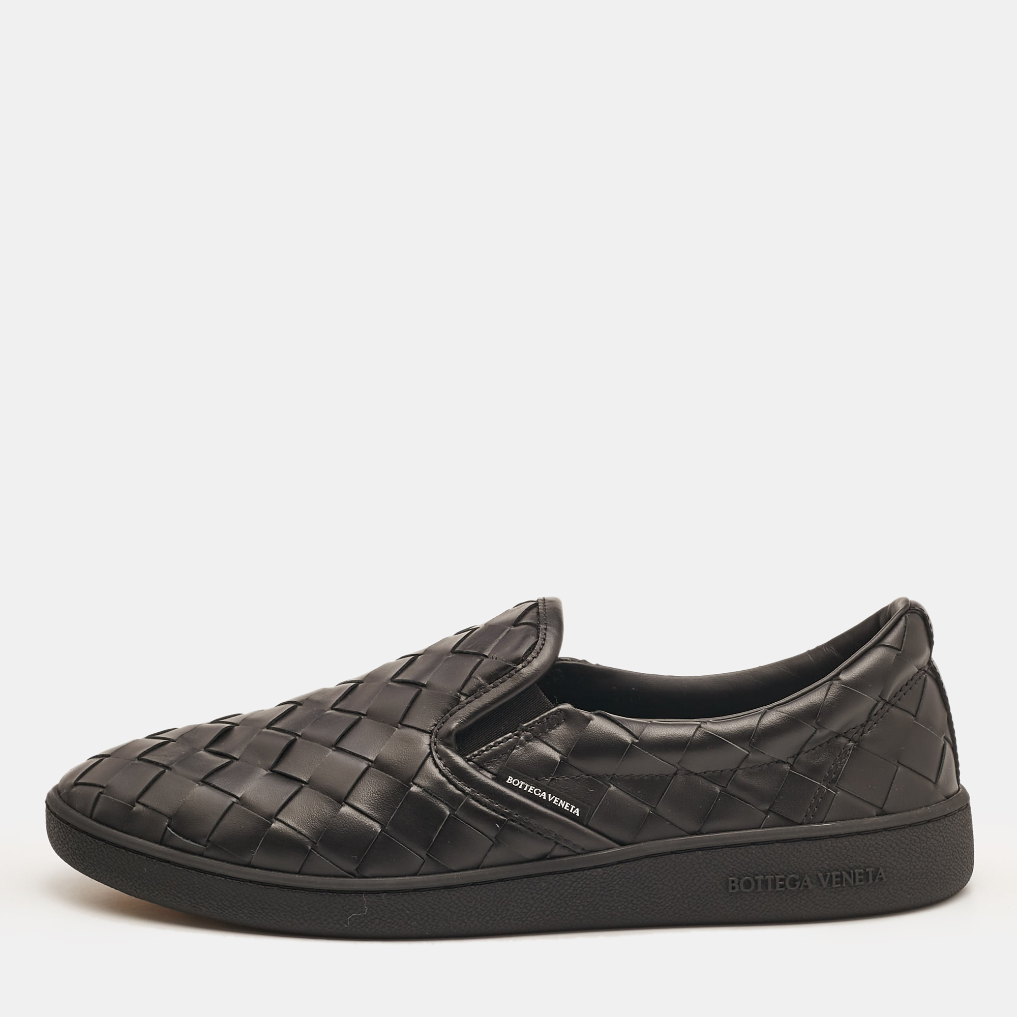 

Bottega Veneta Black Intrecciato Leather Sawyer Sneakers Size