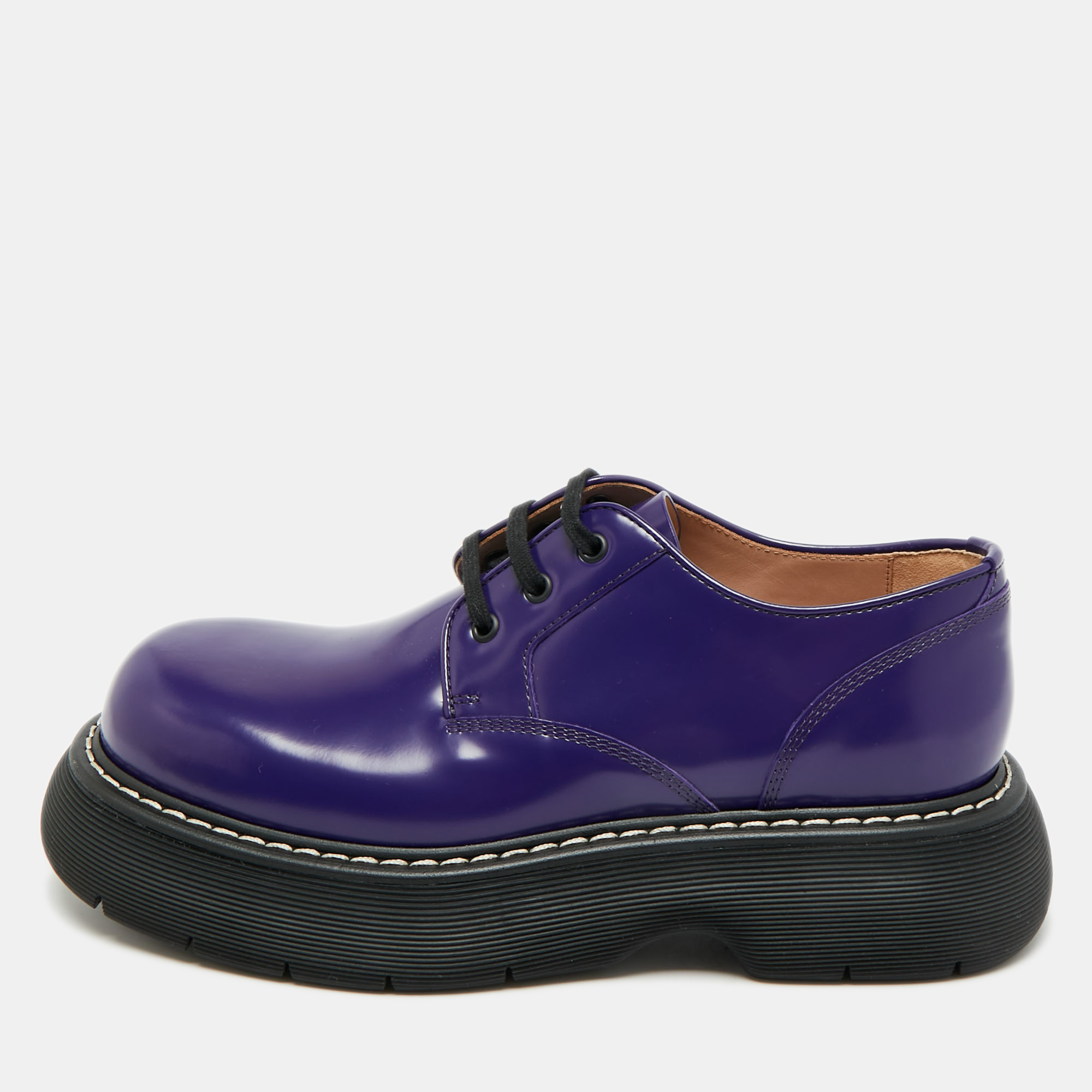

Bottega Veneta The Bounce Swell Purple Brushed Leather Lace Up Derby Size