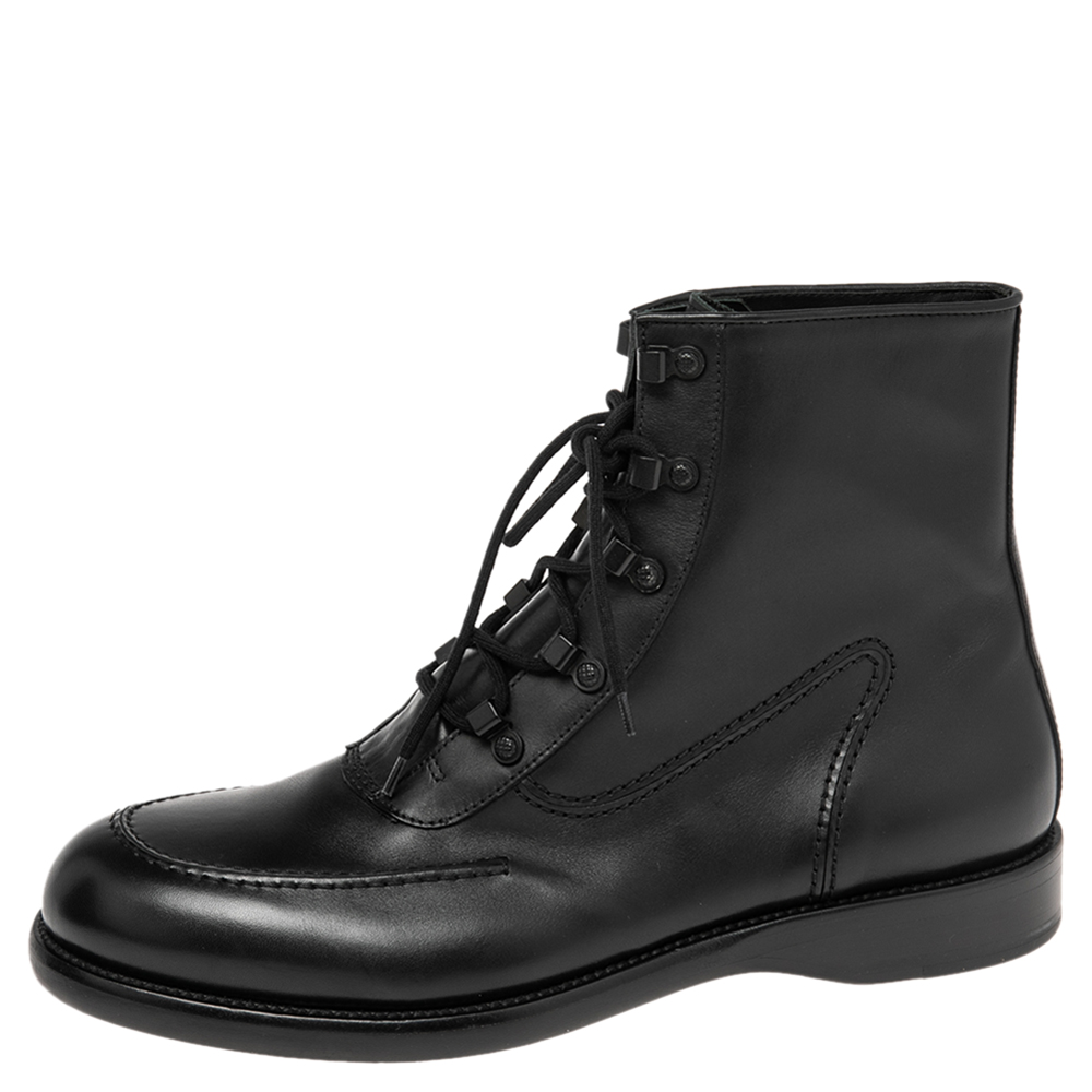 

Bottega Veneta Black Leather Combat Ankle Boots Size