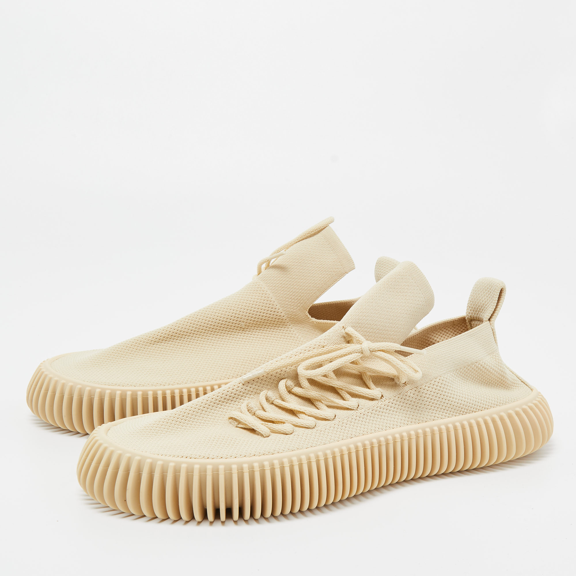 

Bottega Veneta Beige Fabric Lace Up Low Top Sneakers Size
