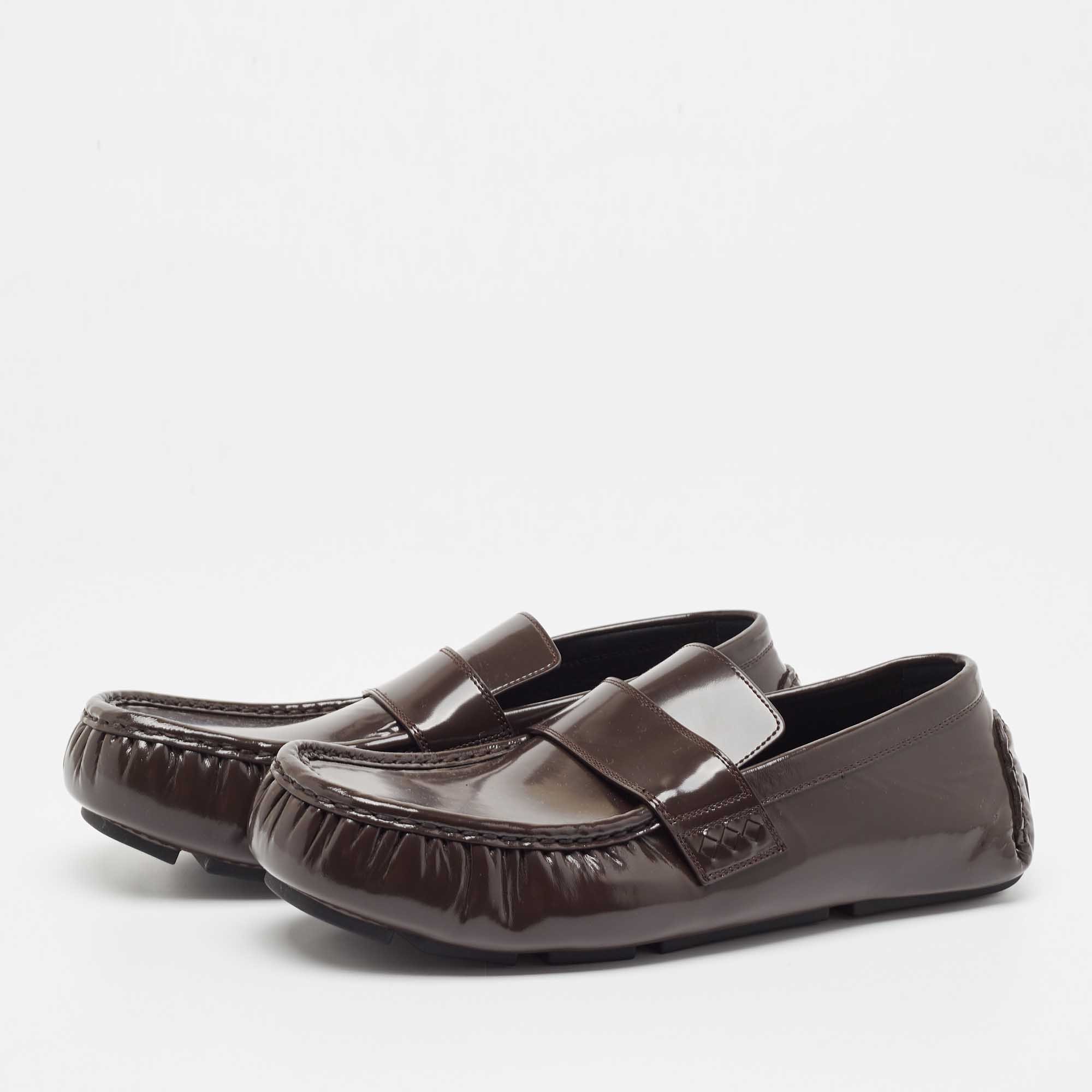 

Bottega Veneta Brown Leather Ride Driver Loafers Size