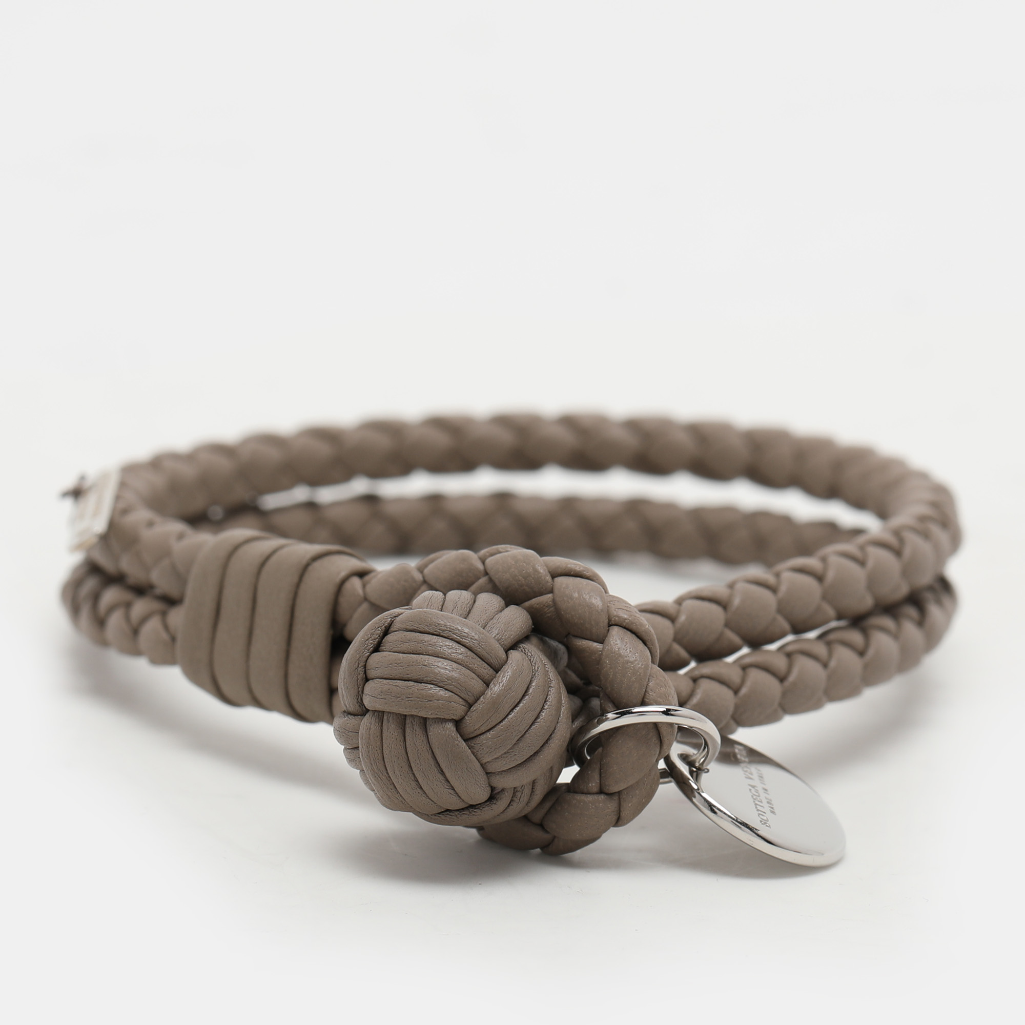 

Bottega Veneta Grey Intrecciato Leather Double Strand Bracelet