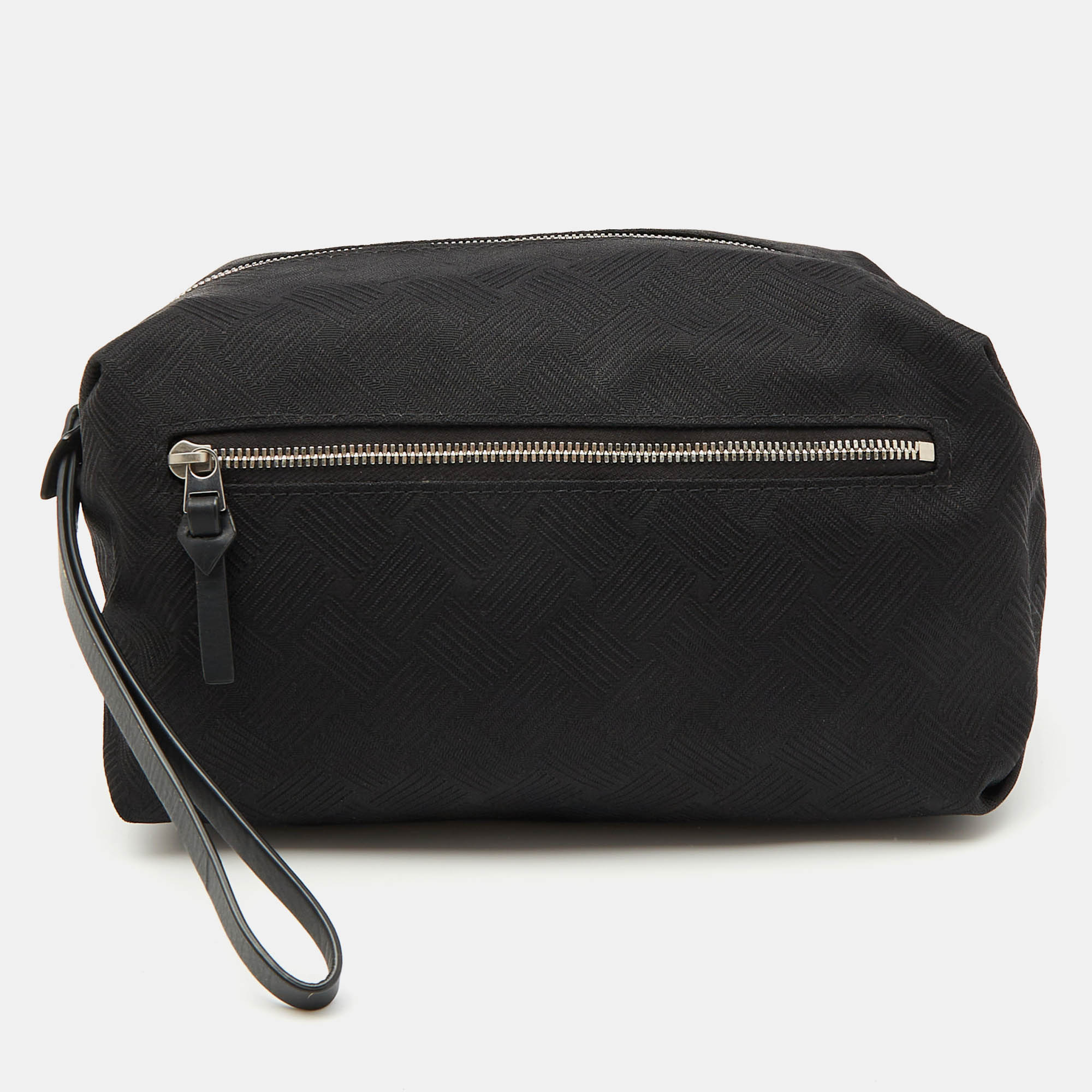 

Bottega Veneta Black Fabric and Leather Travel Zip Pouch