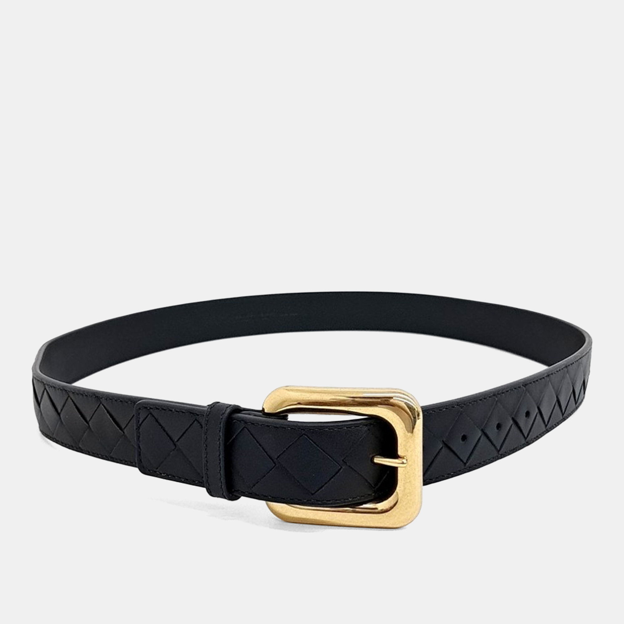 

Bottega Veneta Black Leather Mesh Belt