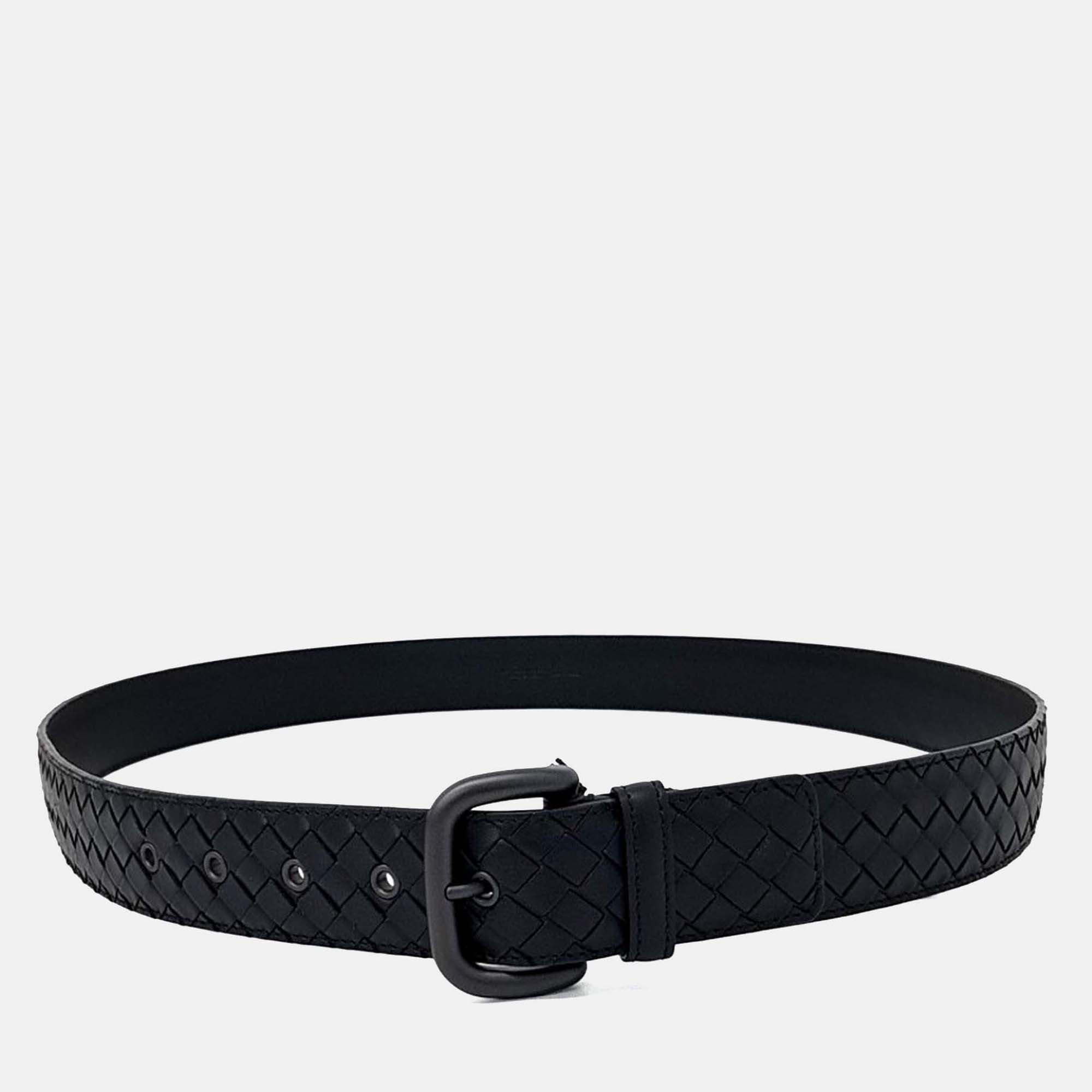 

Bottega Veneta Black Leather Mesh Belt