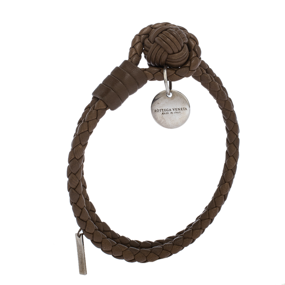 

Bottega Veneta Brown Intrecciato Nappa Leather Double Strand Bracelet