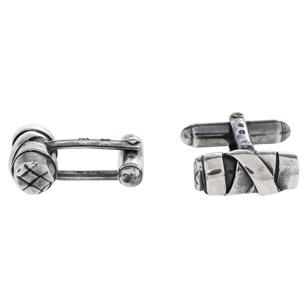

Bottega Veneta Sterling Silver Intrecciato Cufflinks