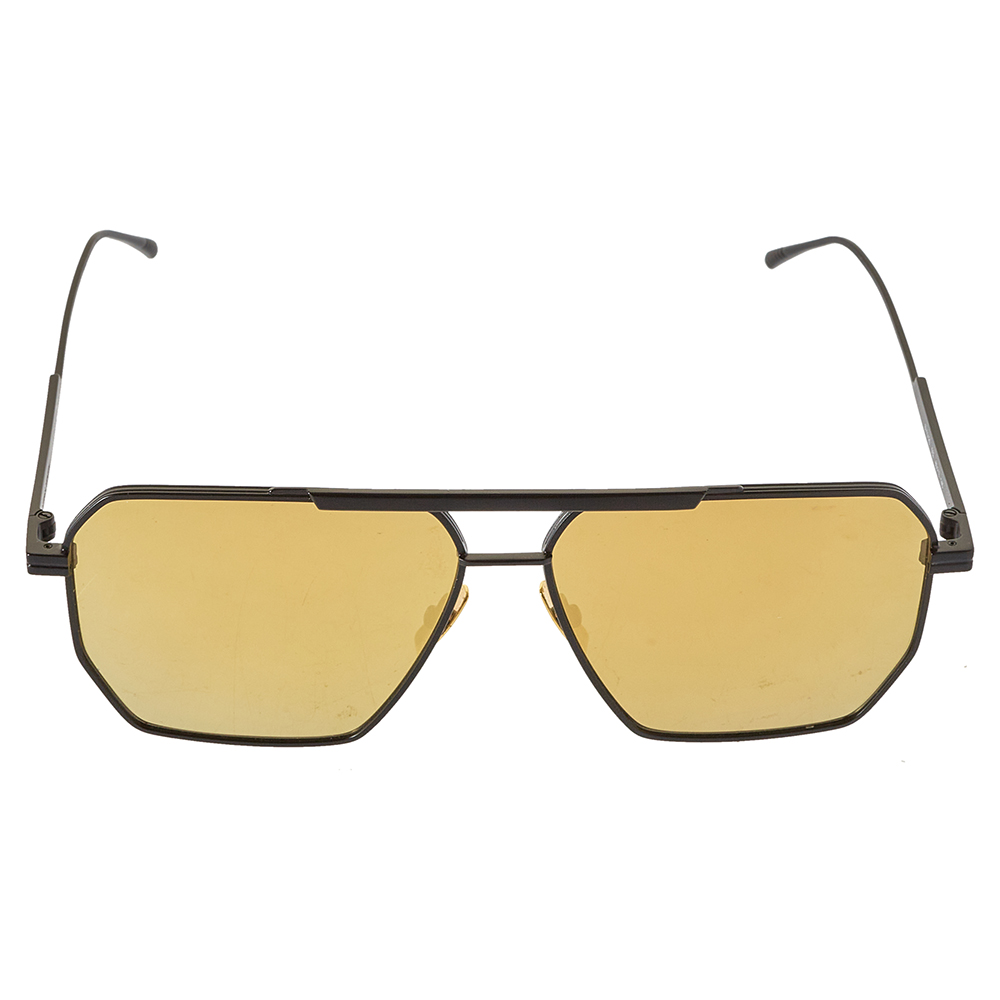 

Bottega Veneta Black Tone/ Gold Mirrored BV1012S Navigator Sunglasses