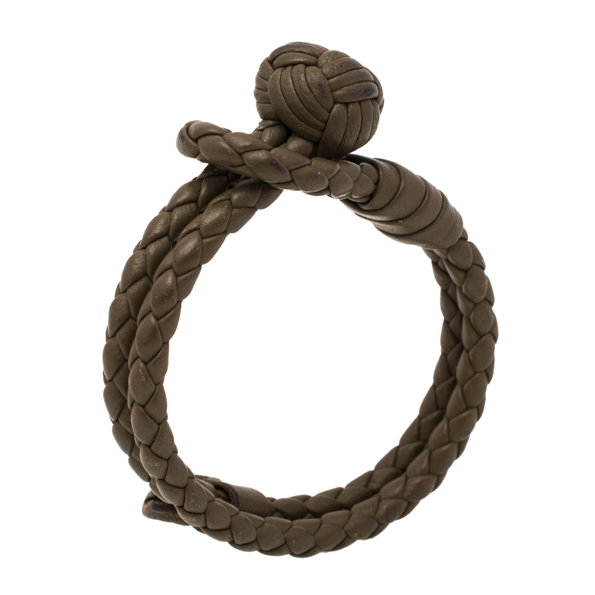 

Bottega Veneta Military Green Intrecciato Leather Bracelet