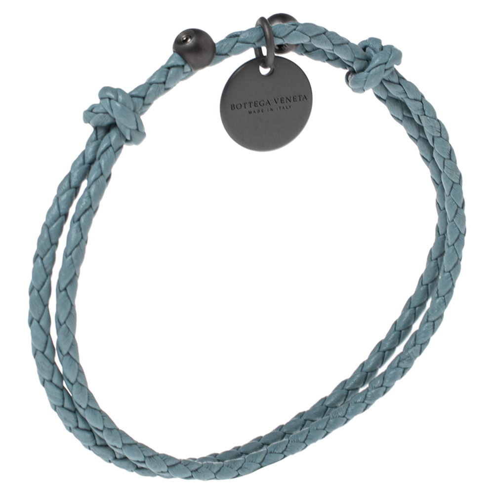 

Bottega Veneta Blue Intrecciato Leather Adjustable Bracelet