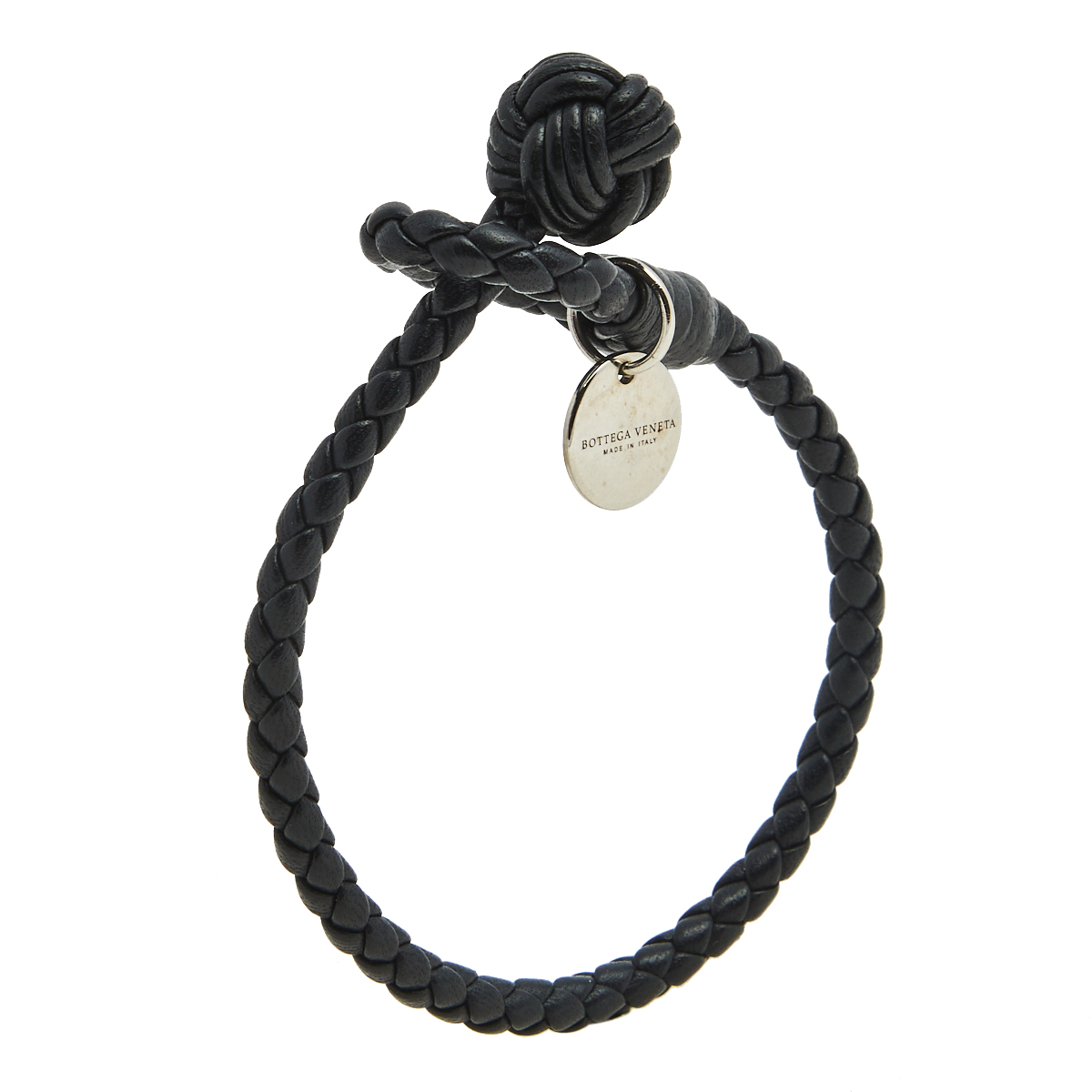 

Bottega Veneta Black Intrecciato Nappa Leather Single Strand Bracelet