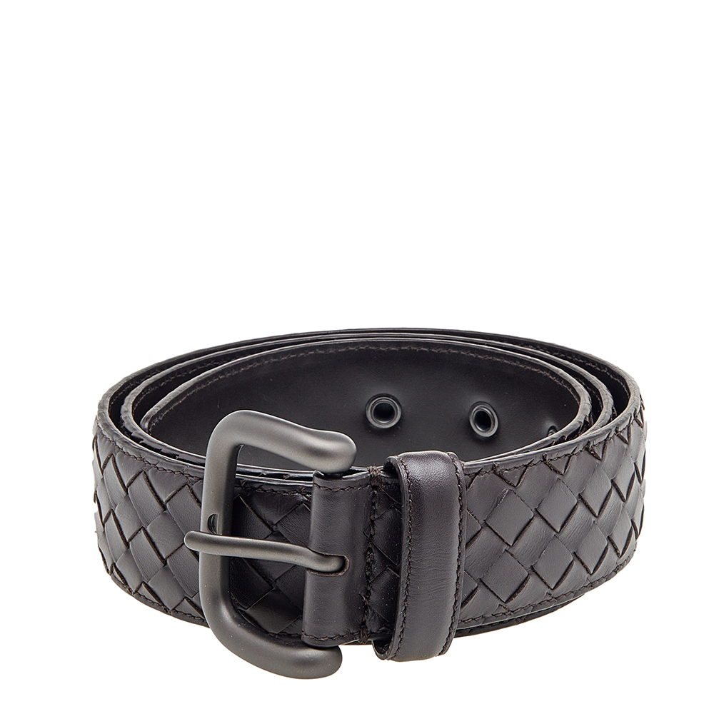 

Bottega Veneta Brown Intrecciato Leather Buckle Belt