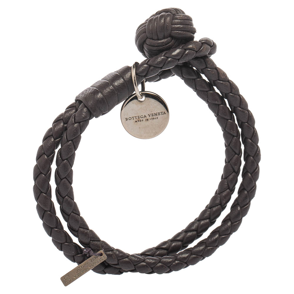 

Bottega Veneta Dark Brown Intrecciato Nappa Leather Knot Bracelet