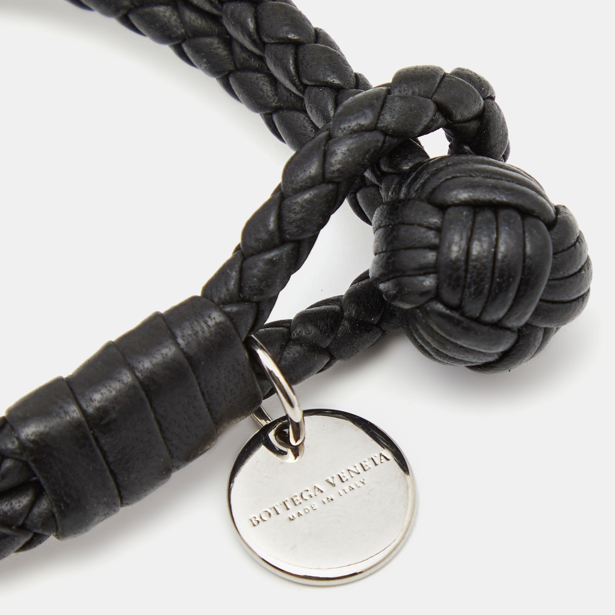 

Bottega Veneta Black Intrecciato Nappa Leather Knot Bracelet