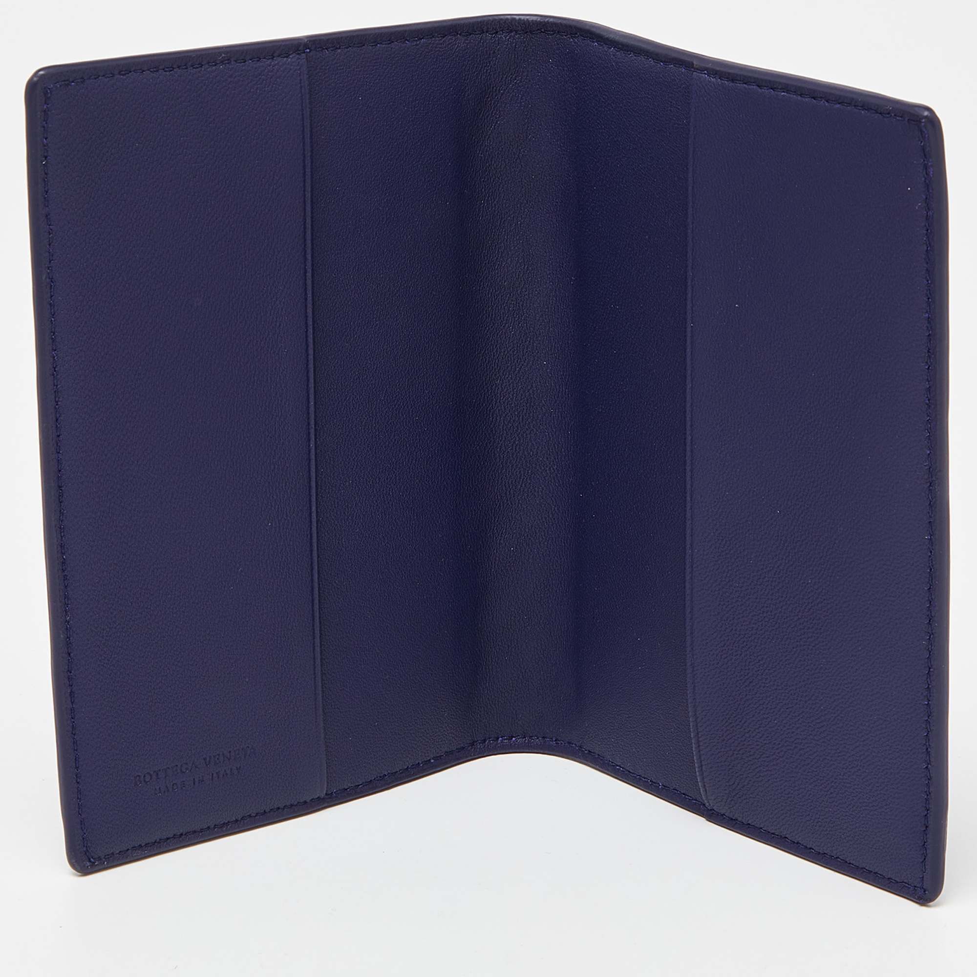 

Bottega Veneta Indigo Intrecciato Leather Passport Holder, Blue