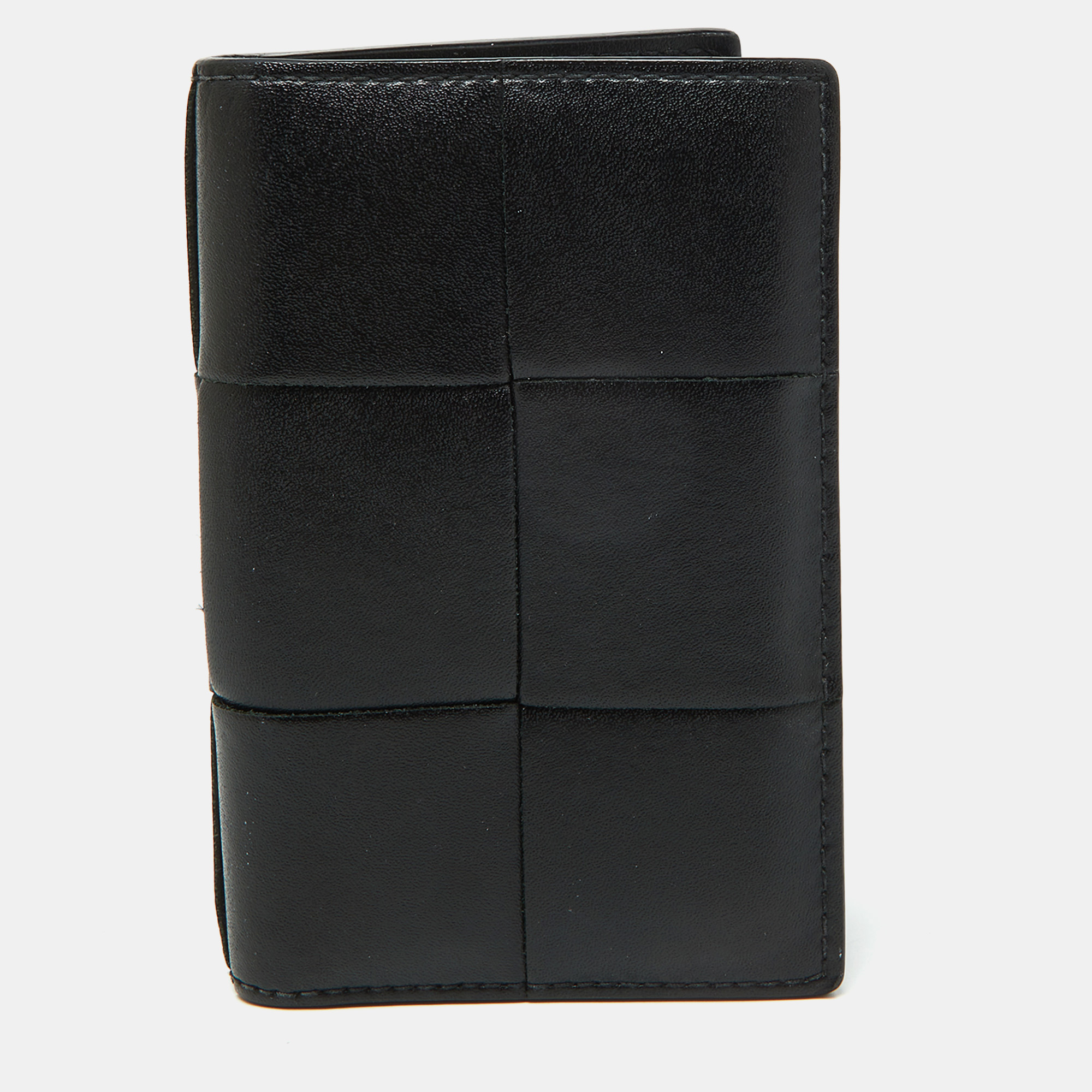 

Bottega Veneta Black Leather Cassette Flap Card Case