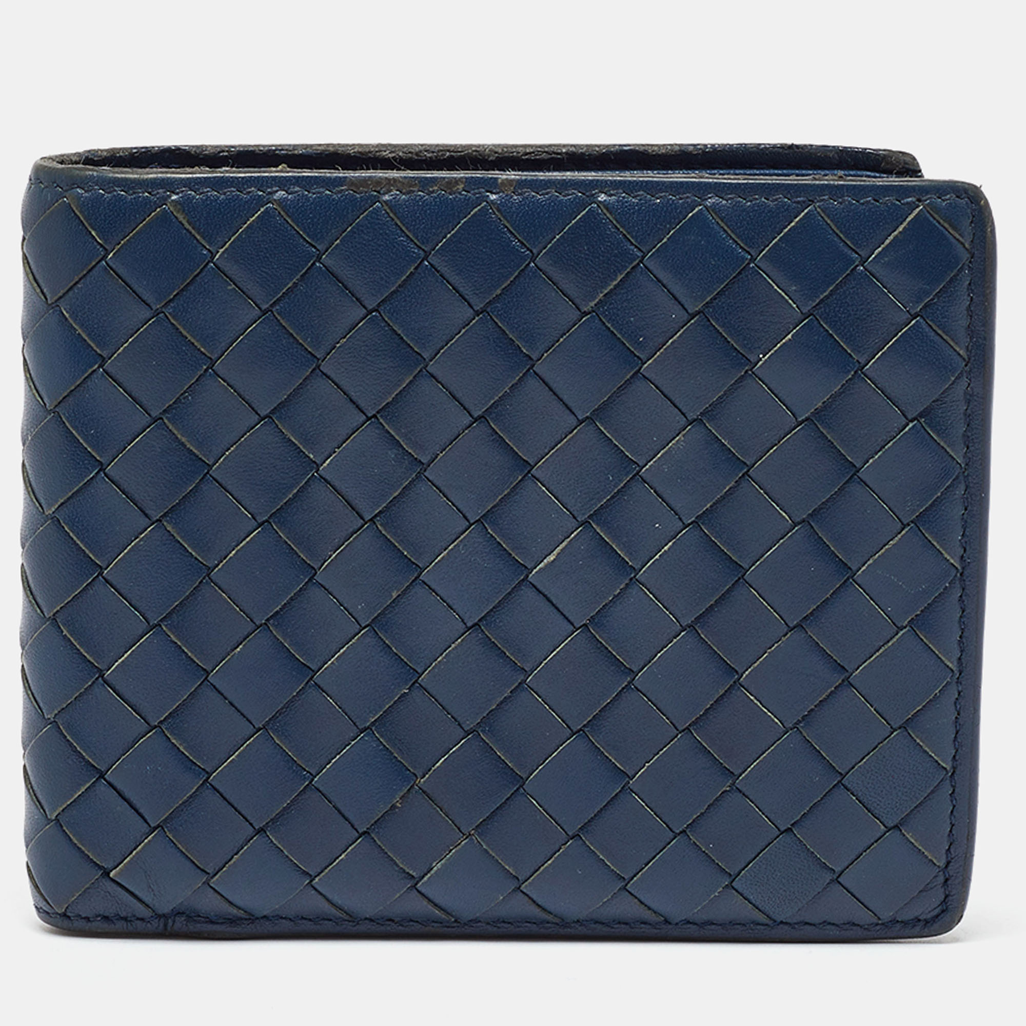 

Bottega Veneta Blue Intrecciato Leather Bifold Wallet