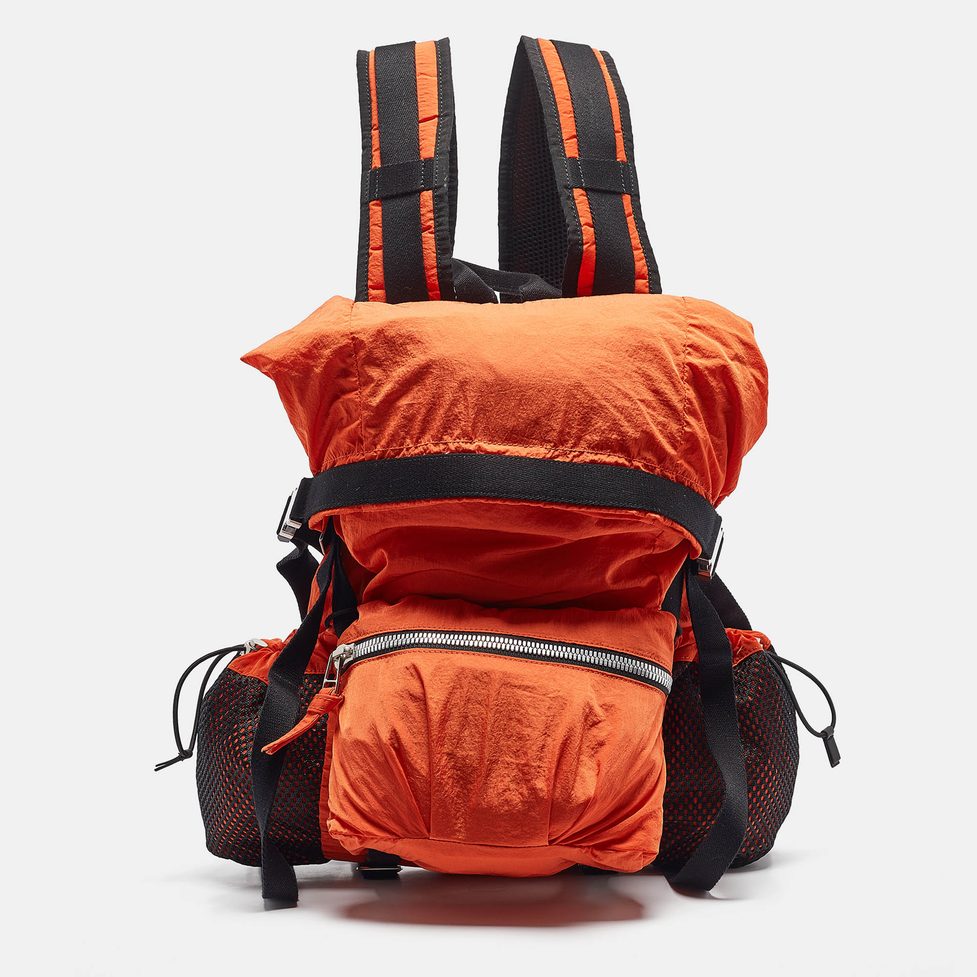 

Bottega Veneta Orange Nylon Webbing Trimmed Shell Backpack