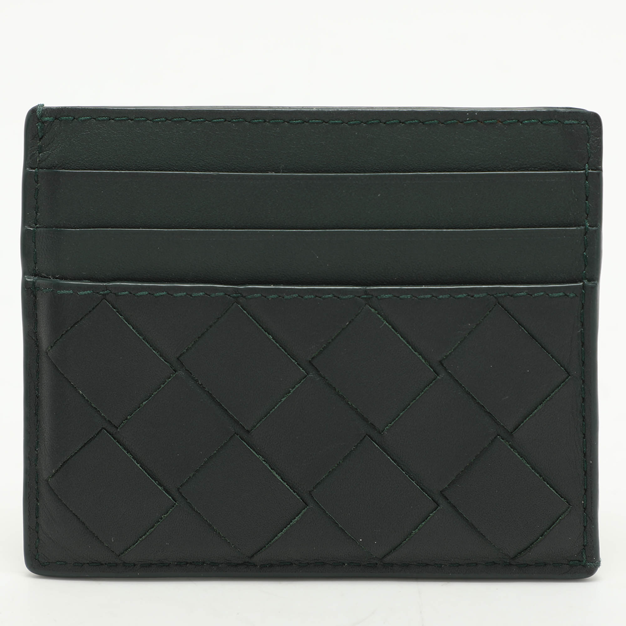 

Bottega Veneta Green Intrecciato Leather Card Holder