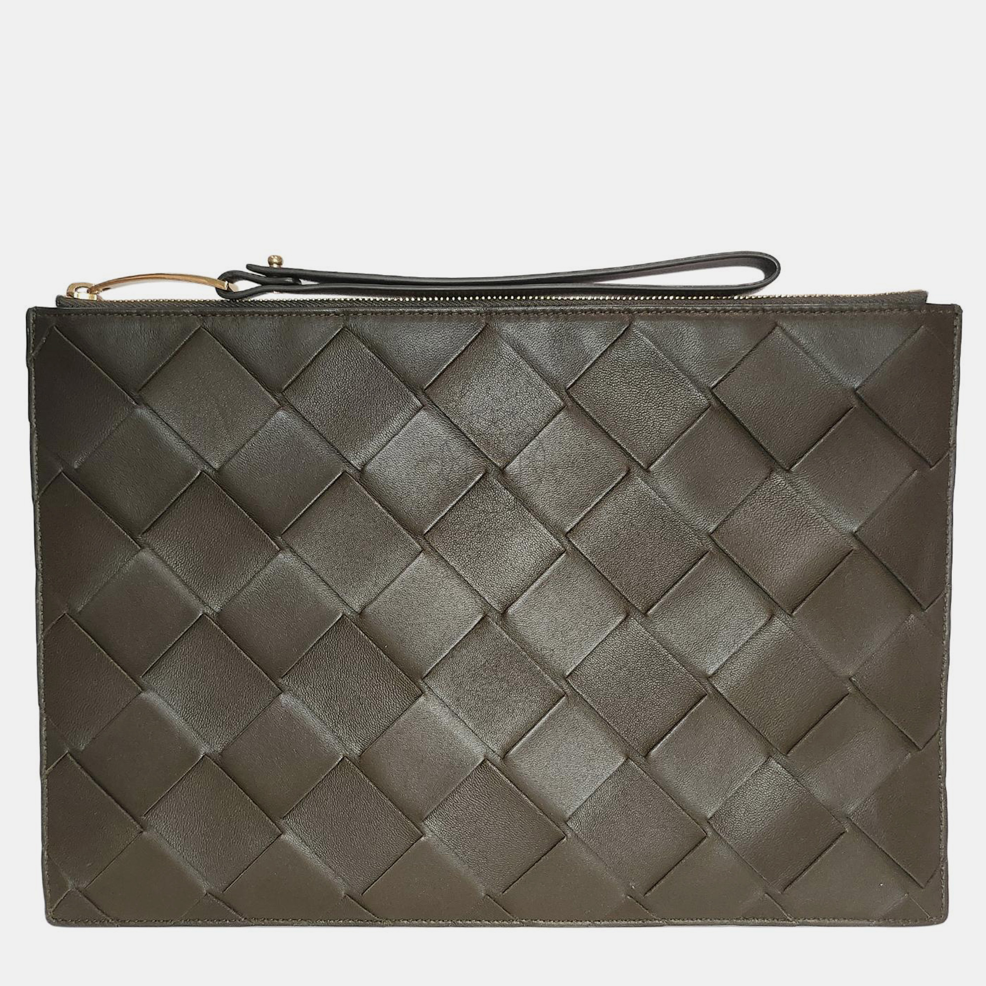 

Bottega Veneta Maxi Intrecciato Leather Clutch Bag, Black