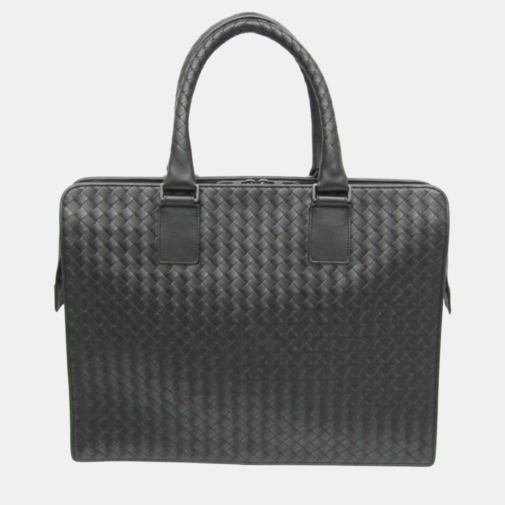 

Bottega Veneta Black Intrecciato Leather Document Handbag