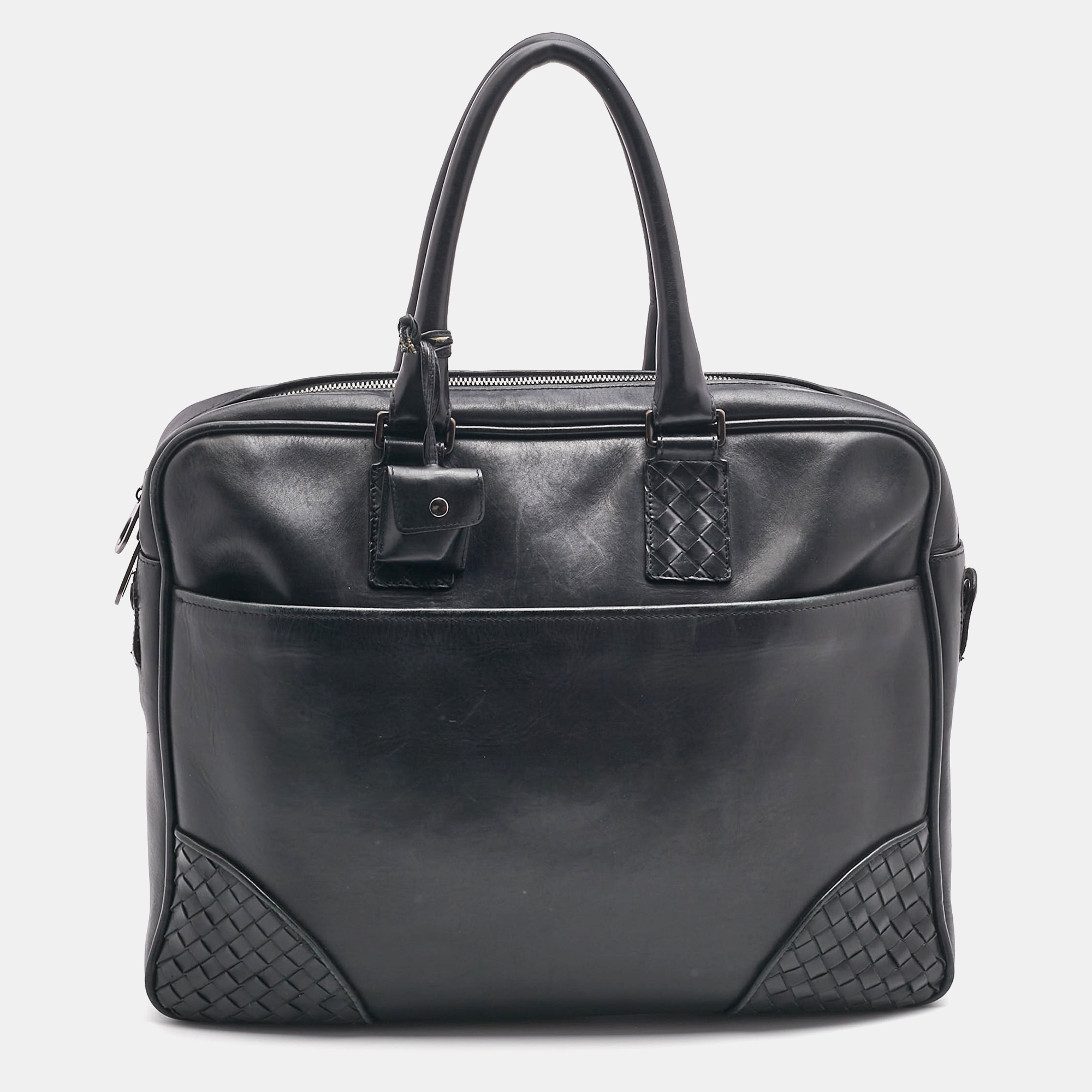 

Bottega Veneta Black Intrecciato Leather Briefcase Bag