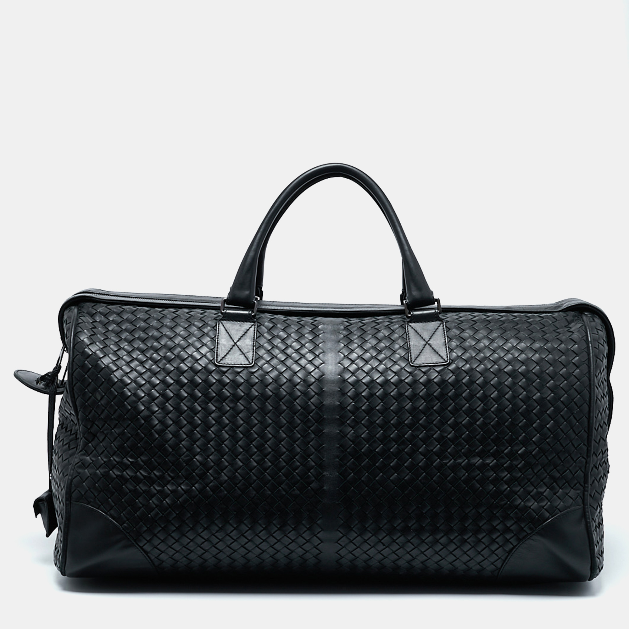 

Bottega Veneta Black Intrecciato Leather Duffel Bag