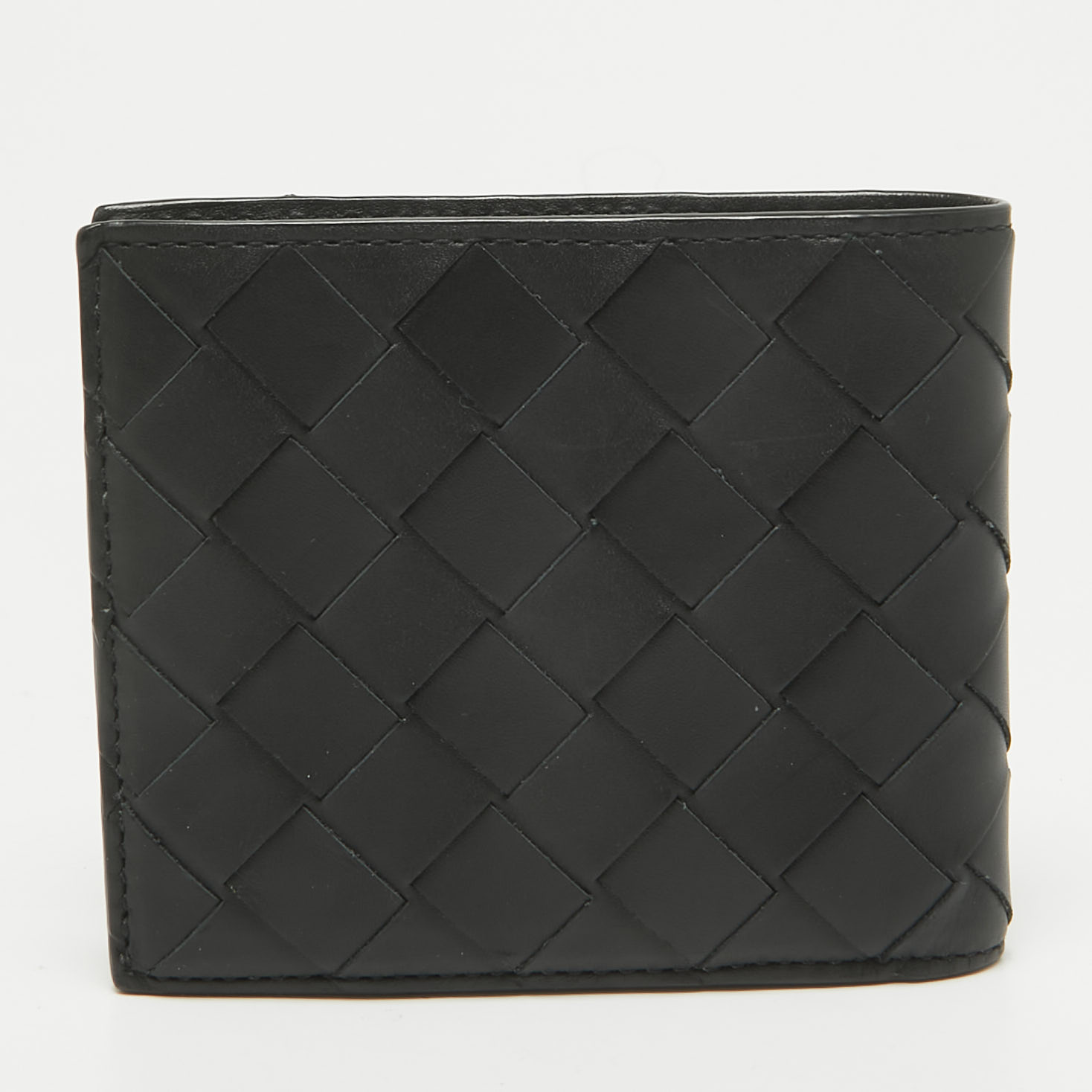Bottega Veneta Black Intrecciato Leather Bifold Wallet 