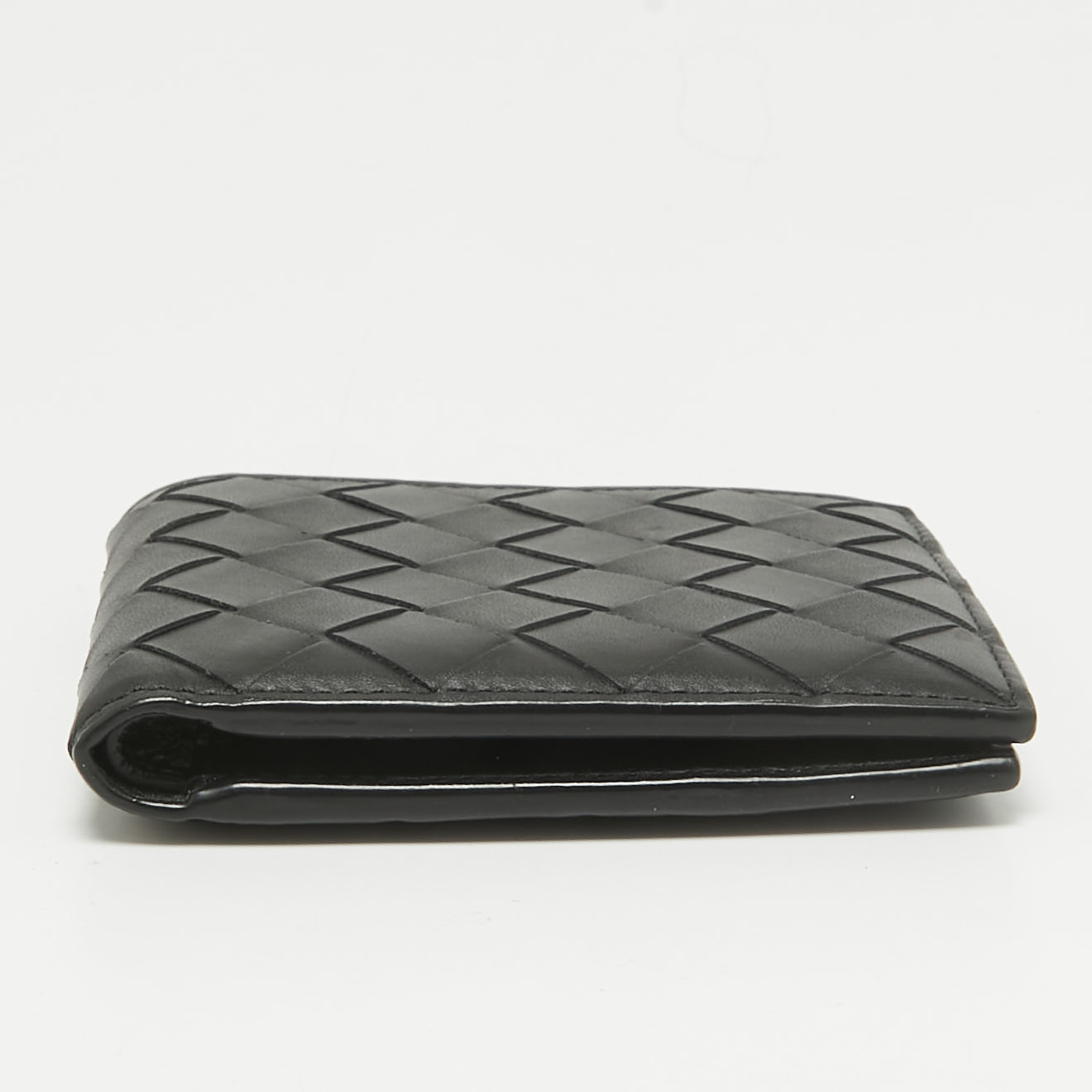 Bottega Veneta Black Intrecciato Leather Bifold Wallet 