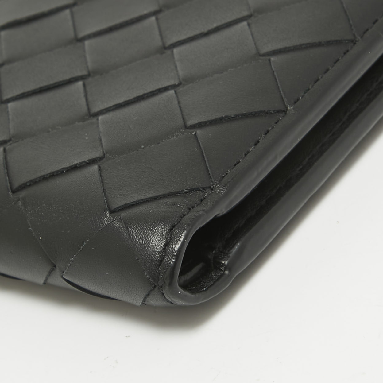 Bottega Veneta Black Intrecciato Leather Bifold Wallet 