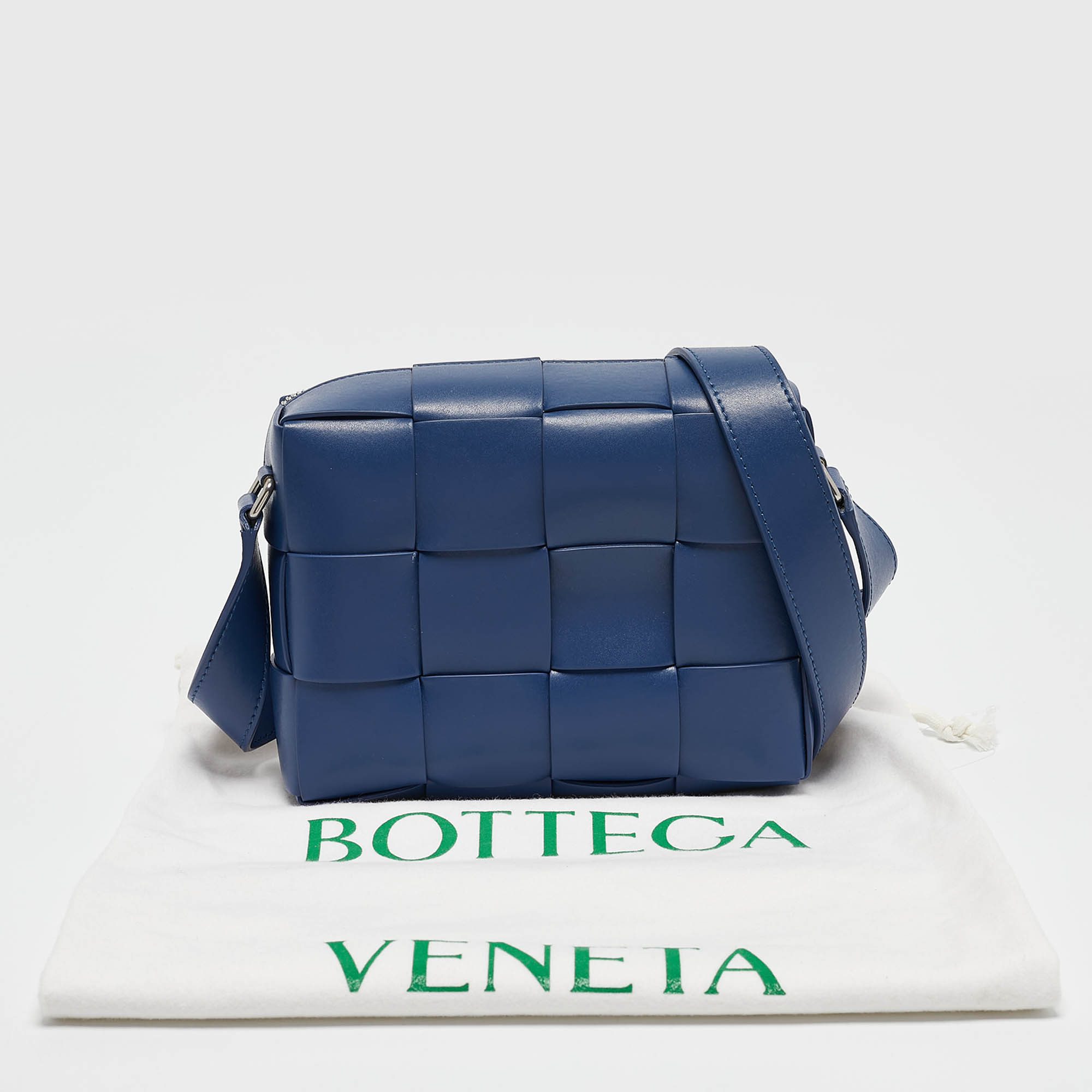 Bottega Veneta Navy Blue Intrecciato Leather Cassette Crossbody Bag 10