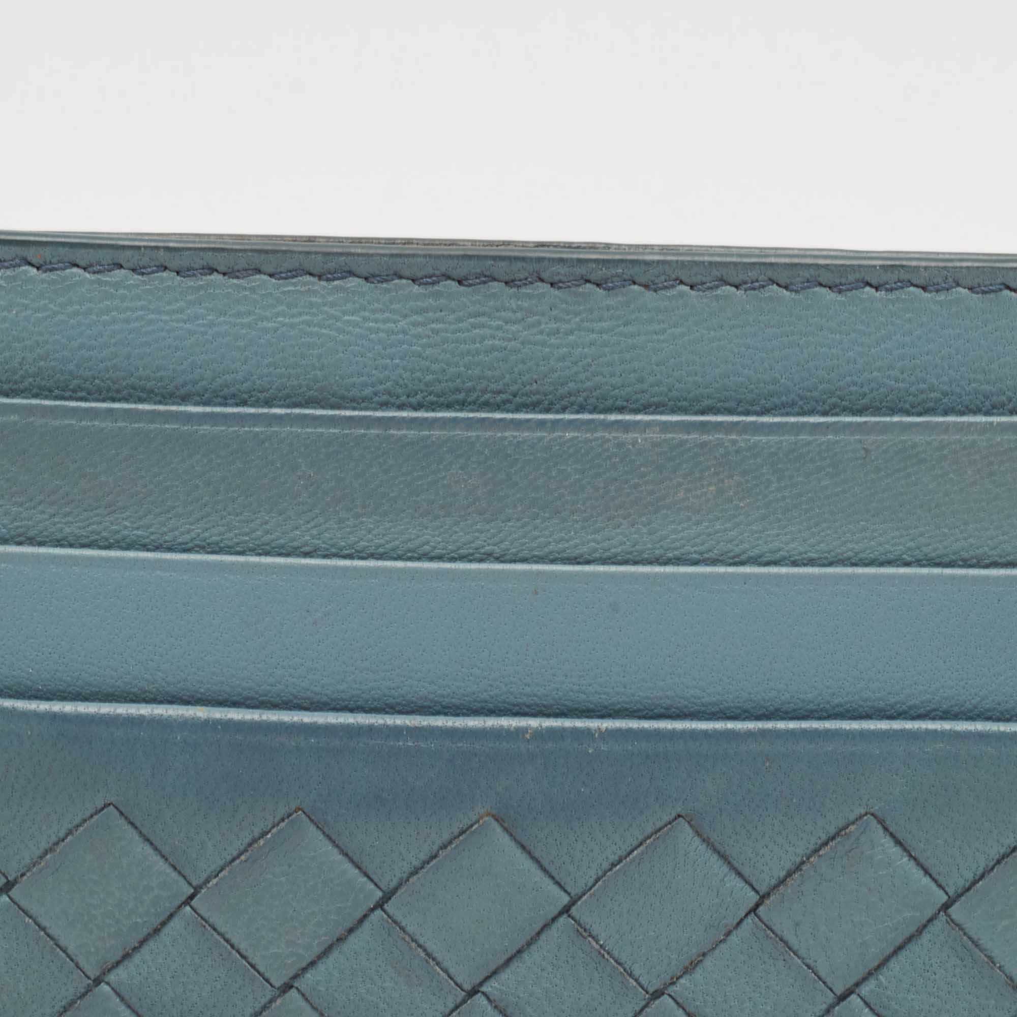 Bottega Veneta Light Blue Intrecciato Leather Card Holder 