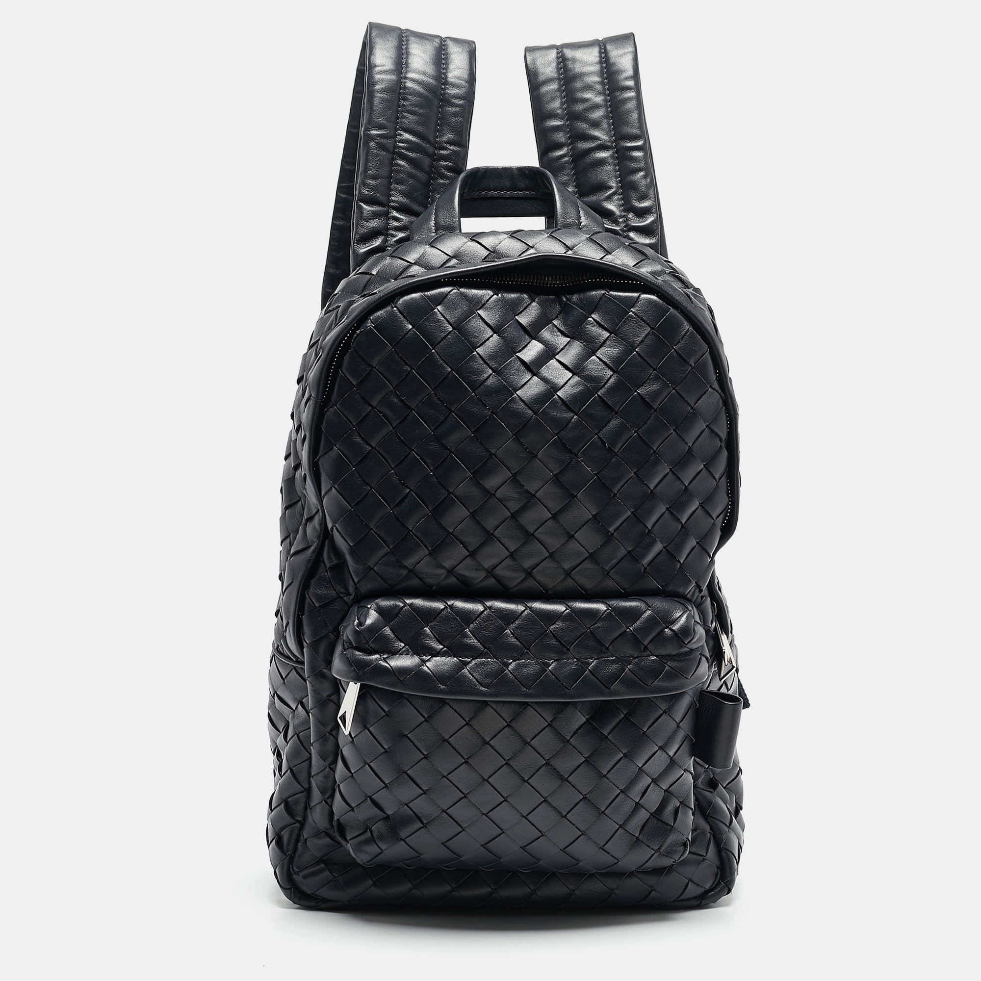 

Bottega Veneta Navy Blue Intrecciato Leather Small Backpack