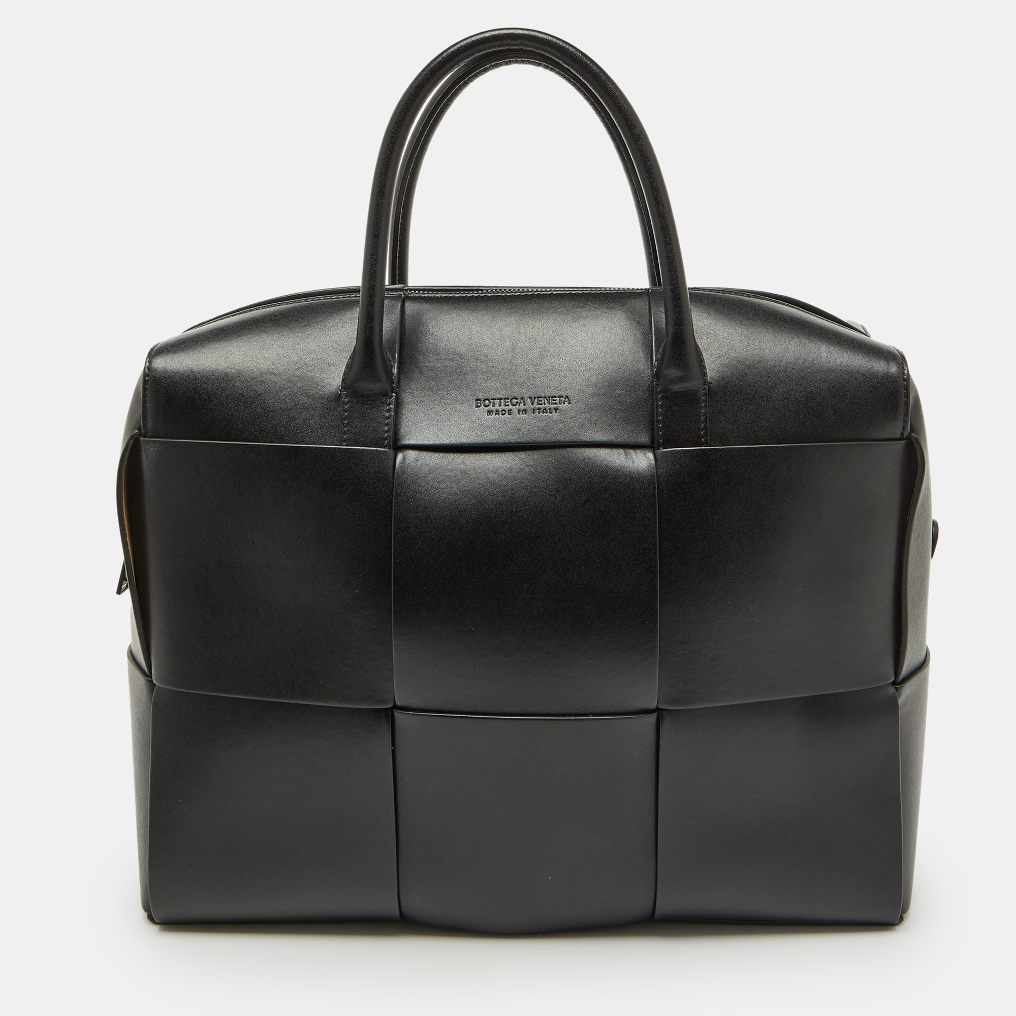 

Bottega Veneta Black Intrecciato Leather Arco Briefcase