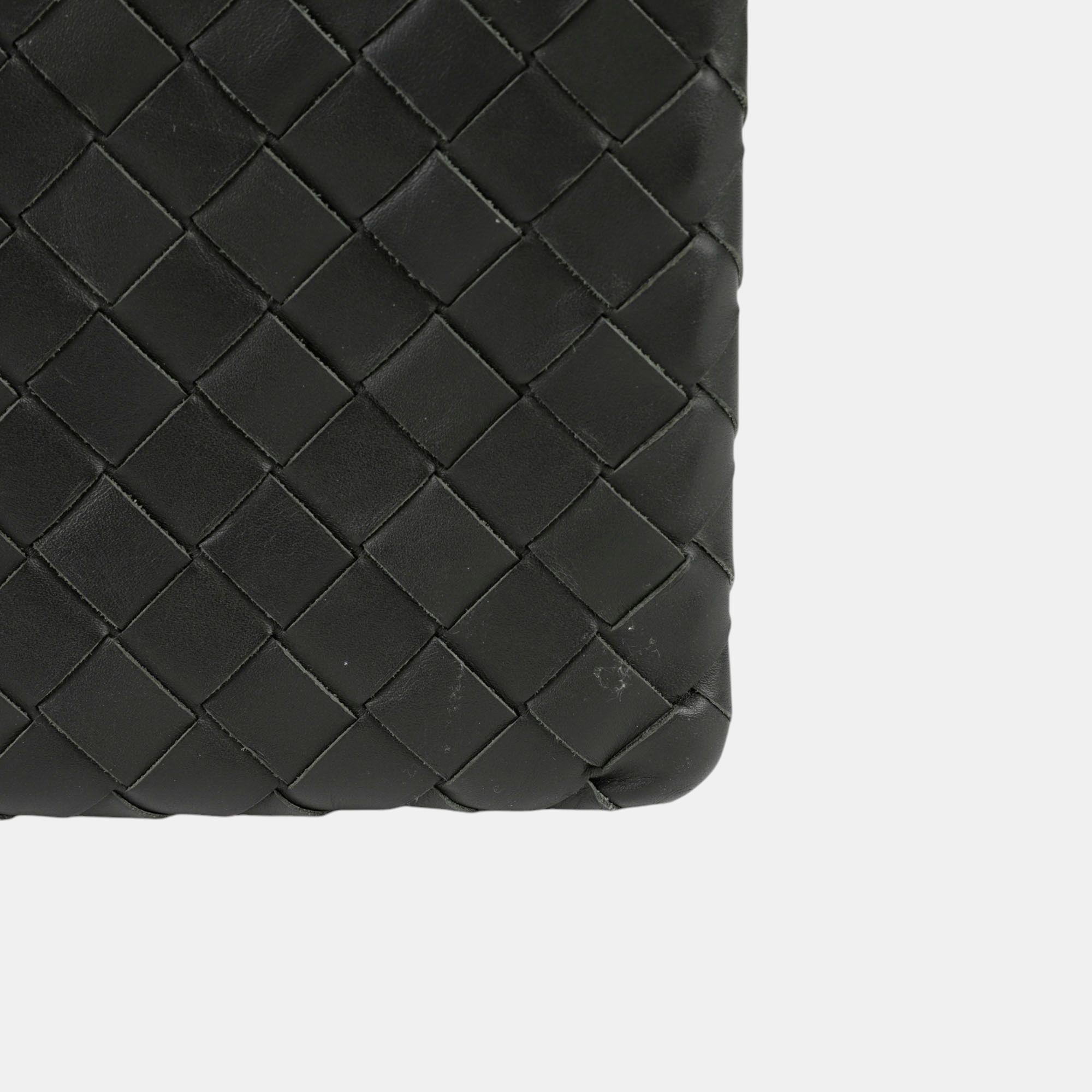 Bottega Veneta  Intrecciato Leather Half Zipper Pouch 