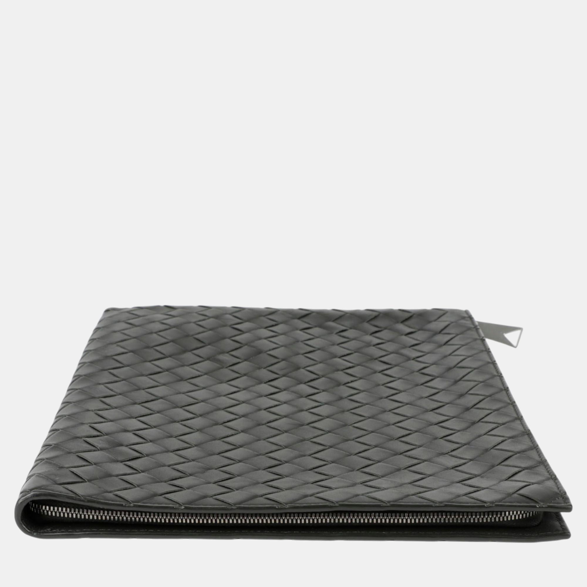 Bottega Veneta  Intrecciato Leather Half Zipper Pouch 