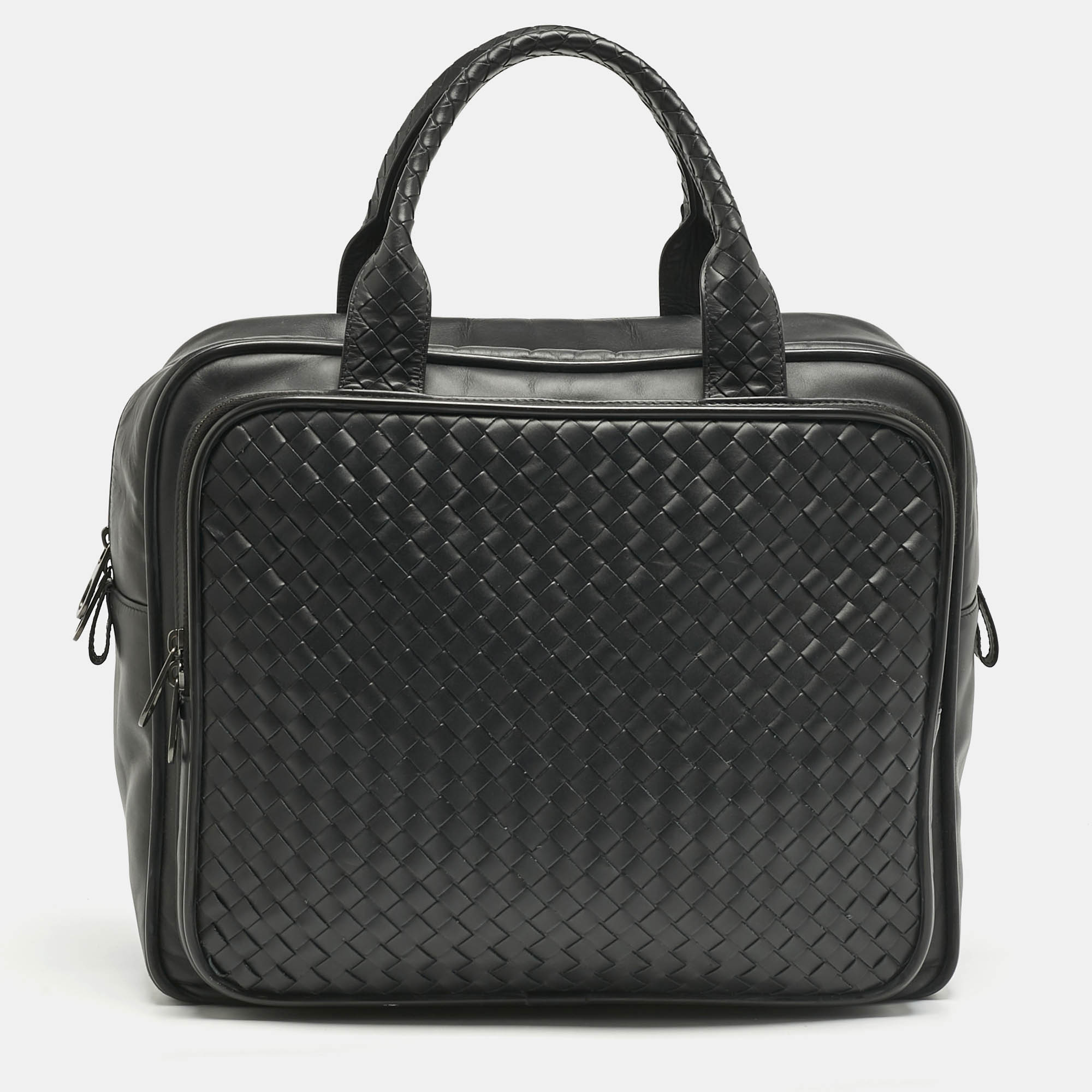 

Bottega Veneta Black Intrecciato Leather Carry On Briefcase