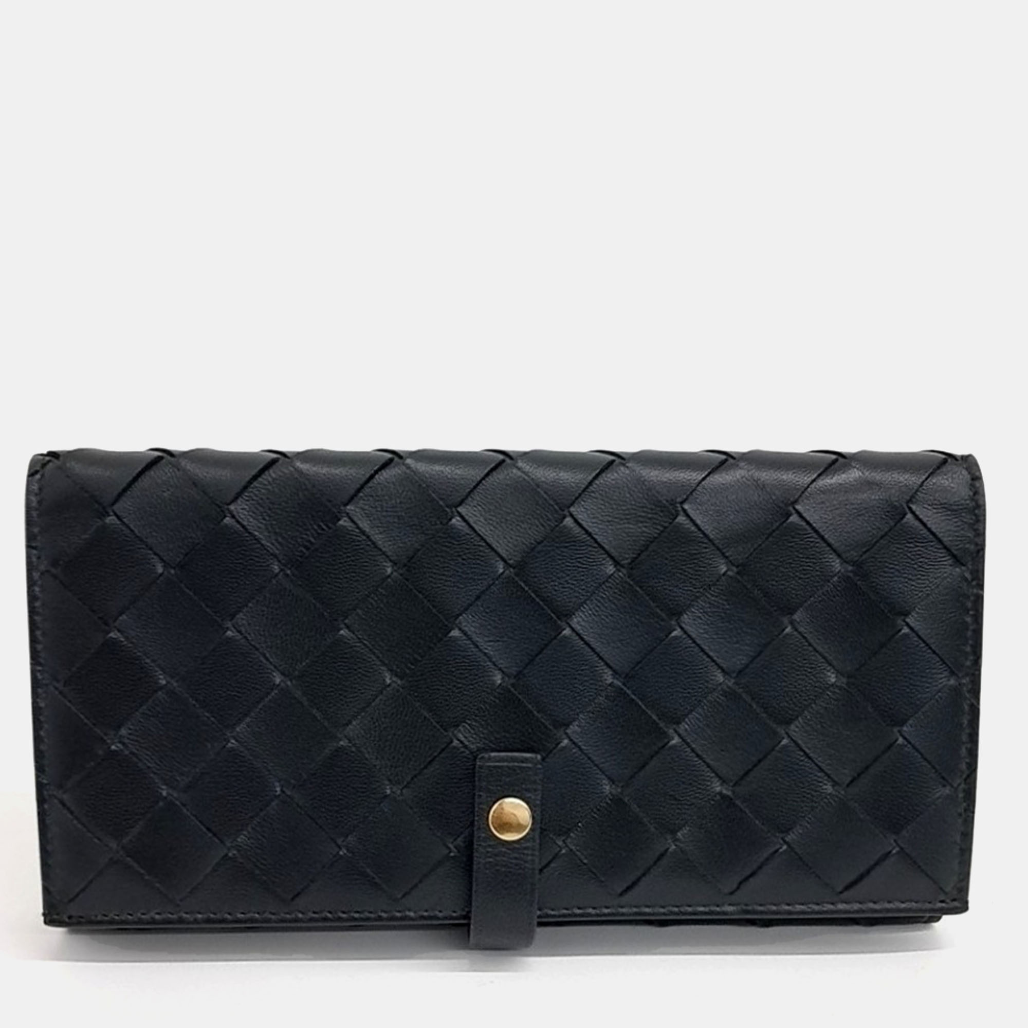 

Bottega Veneta Black Leather Mesh Long Wallet